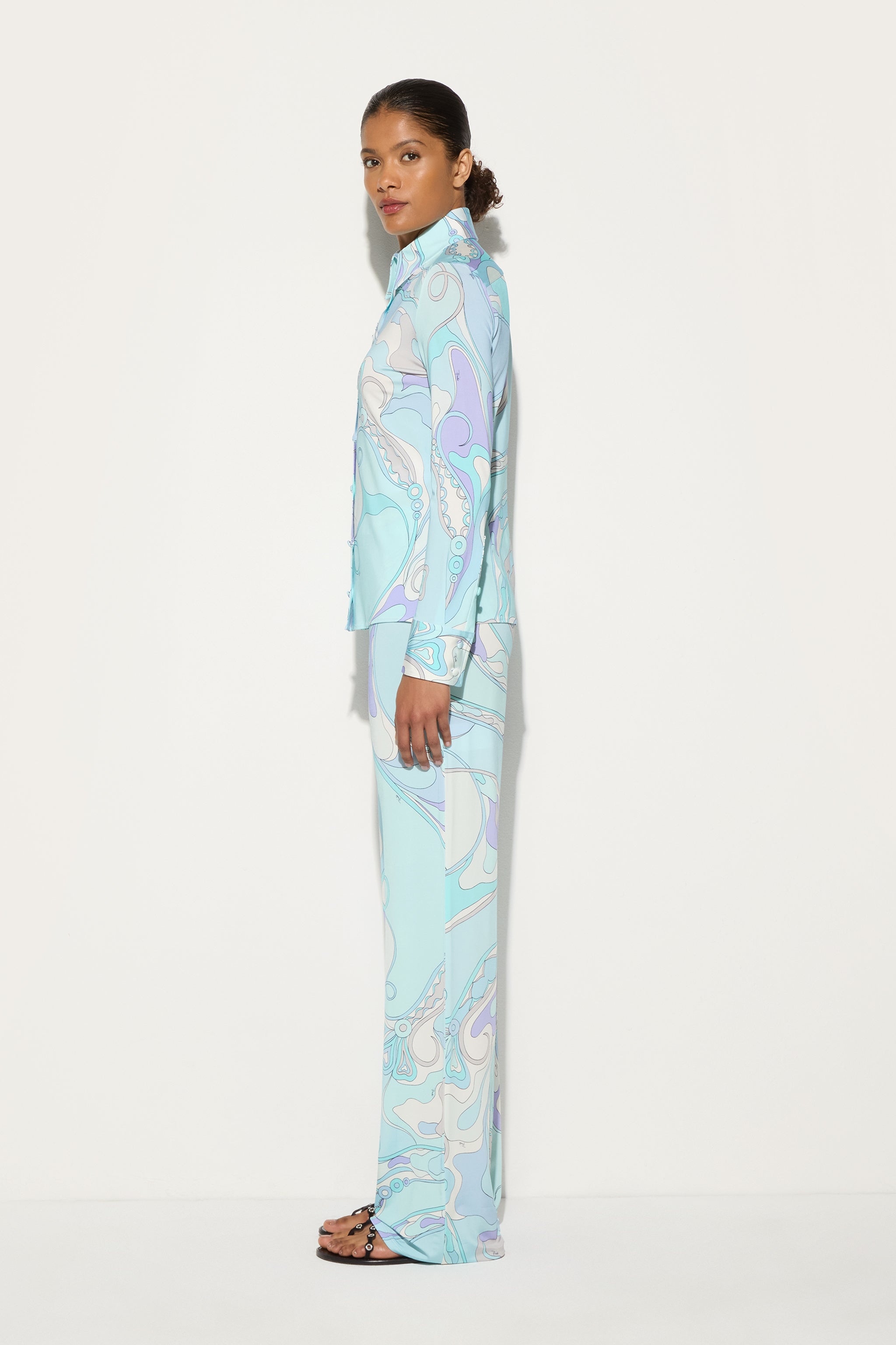 Emilio Pucci Orchidee pantalon femme aqua taille 38 viscose