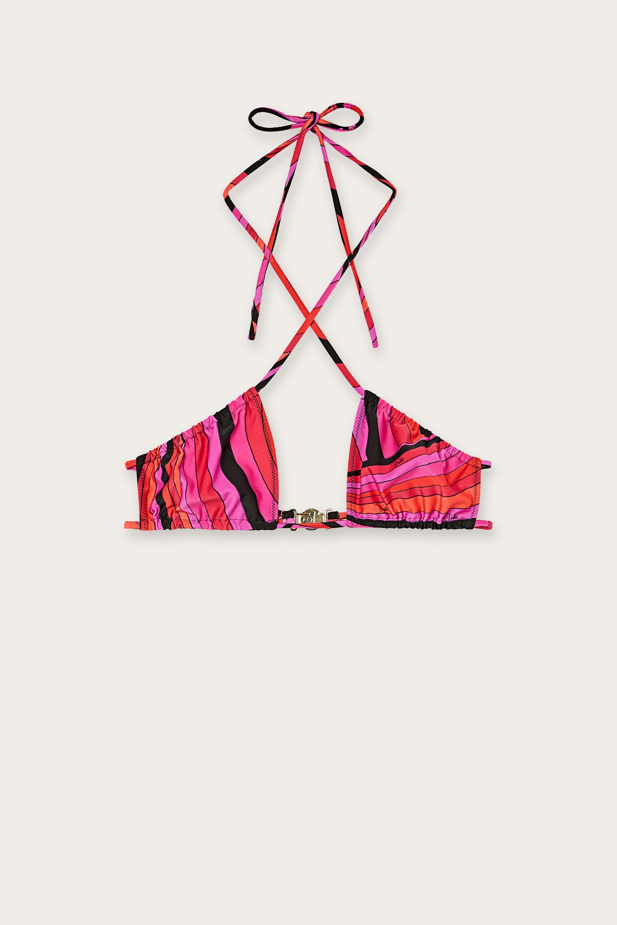 Emilio Pucci Top Bikini Iride haut fuchsia noir lycra