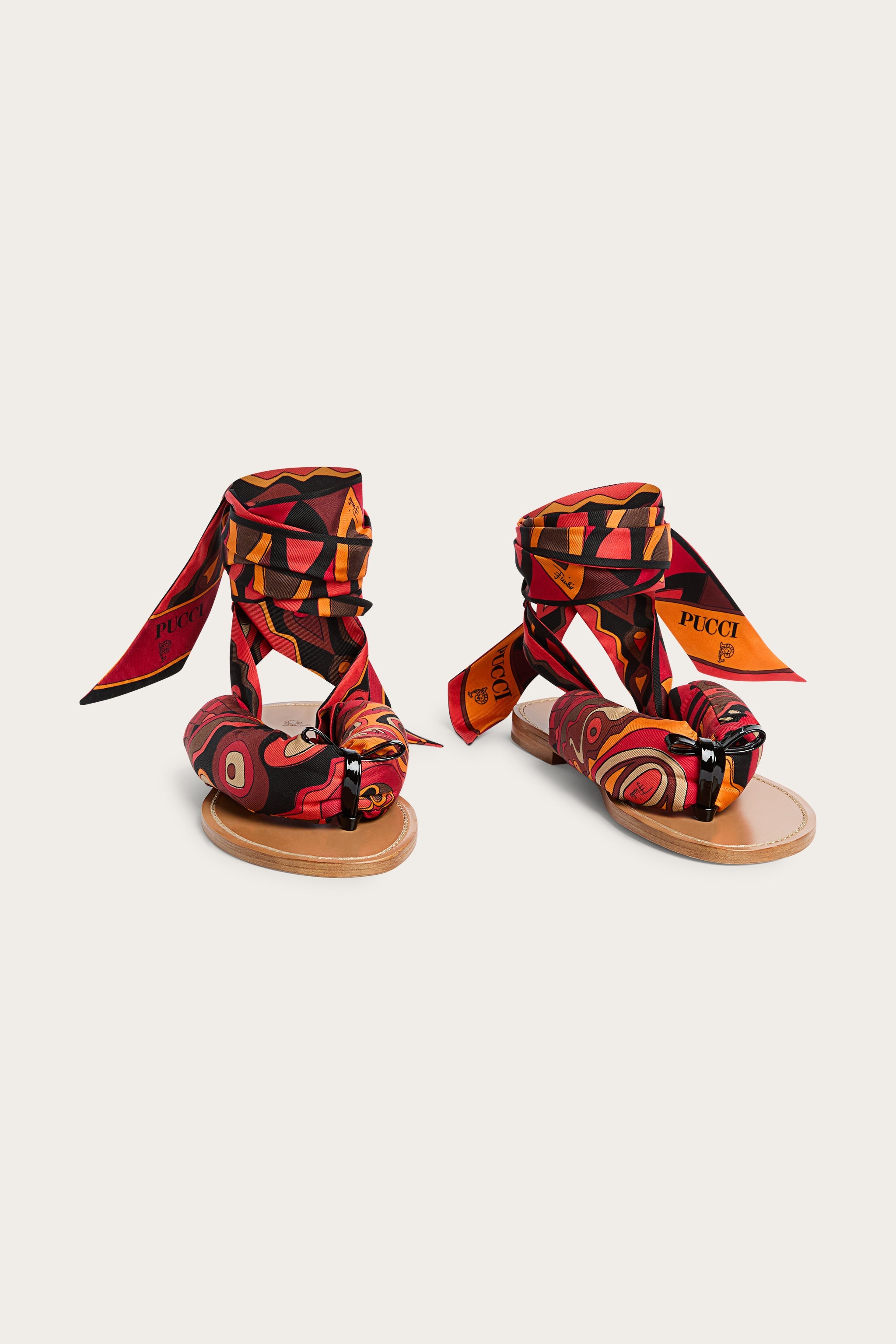 Emilio Pucci Shoes sandales Foulard orange cuir