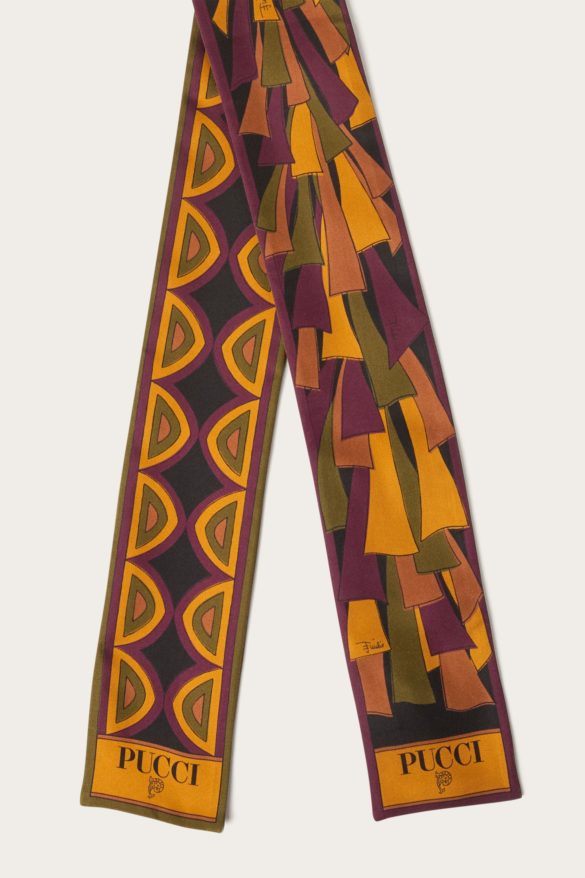 Emilio Pucci Foulard Bandeau Soie Bordeaux/Gold Taille Unique