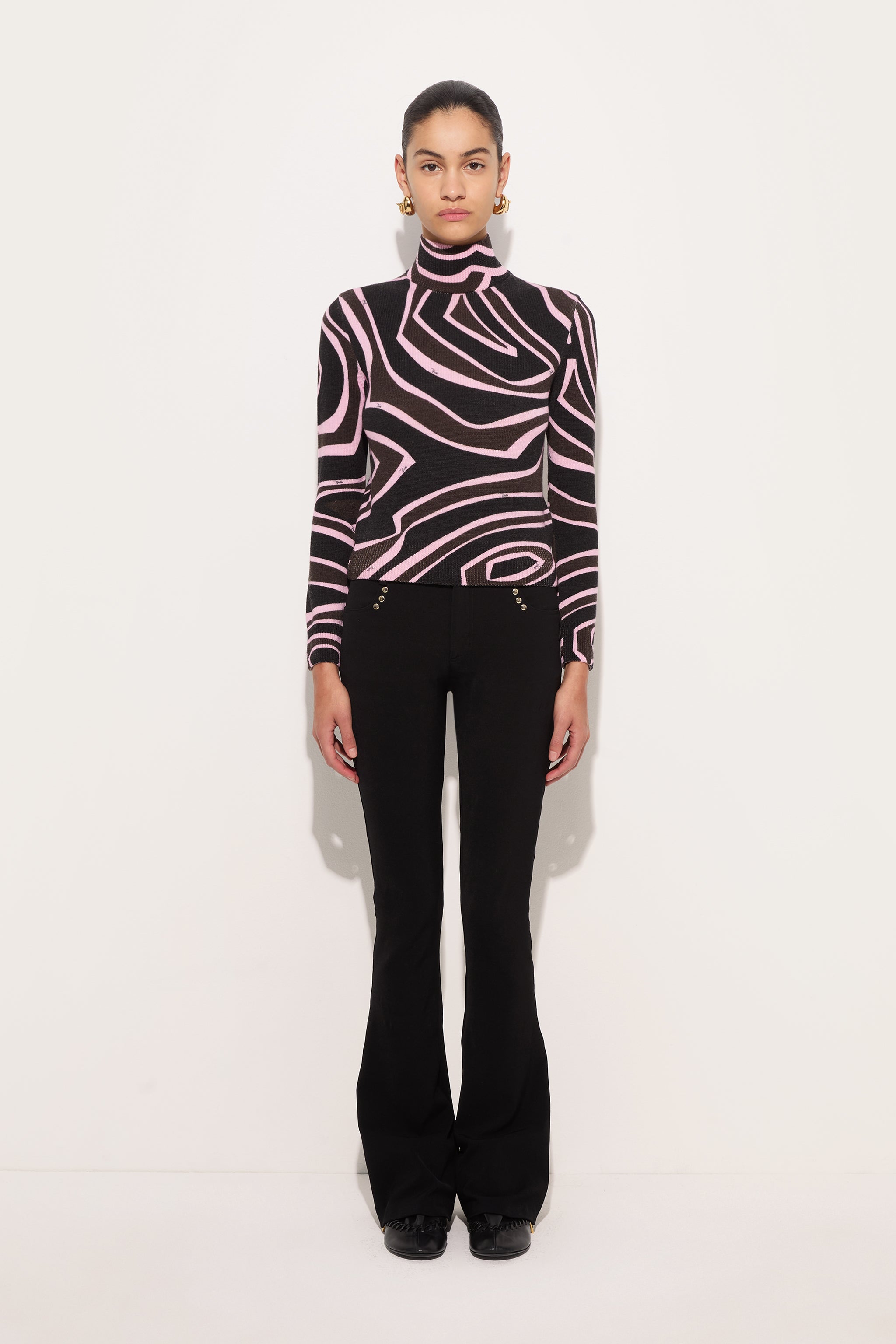 Emilio Pucci Knitwear Maglio pull col roulé kaki laine
