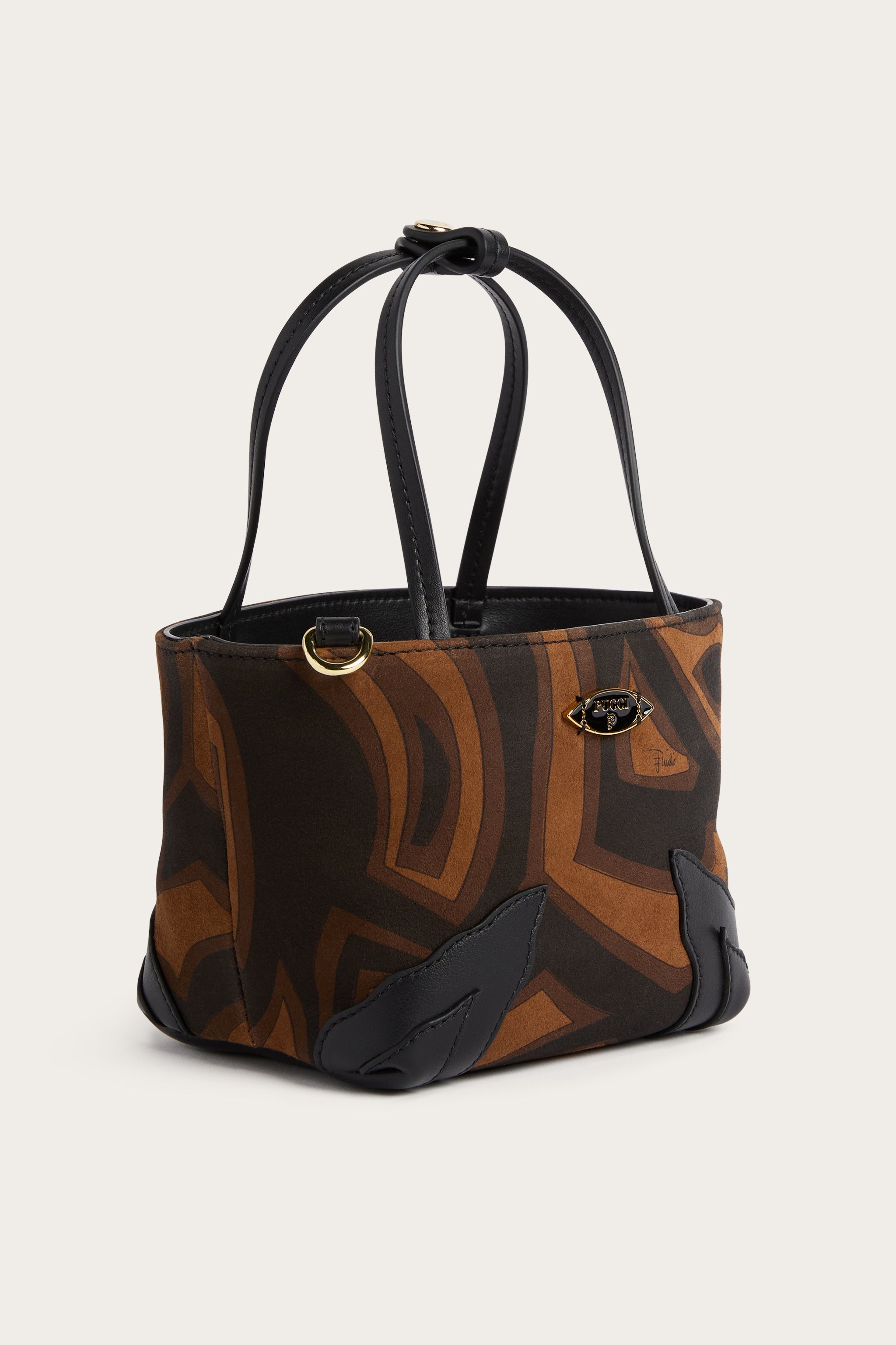 Emilio Pucci Palio mini tote noir or suède labyrinthe