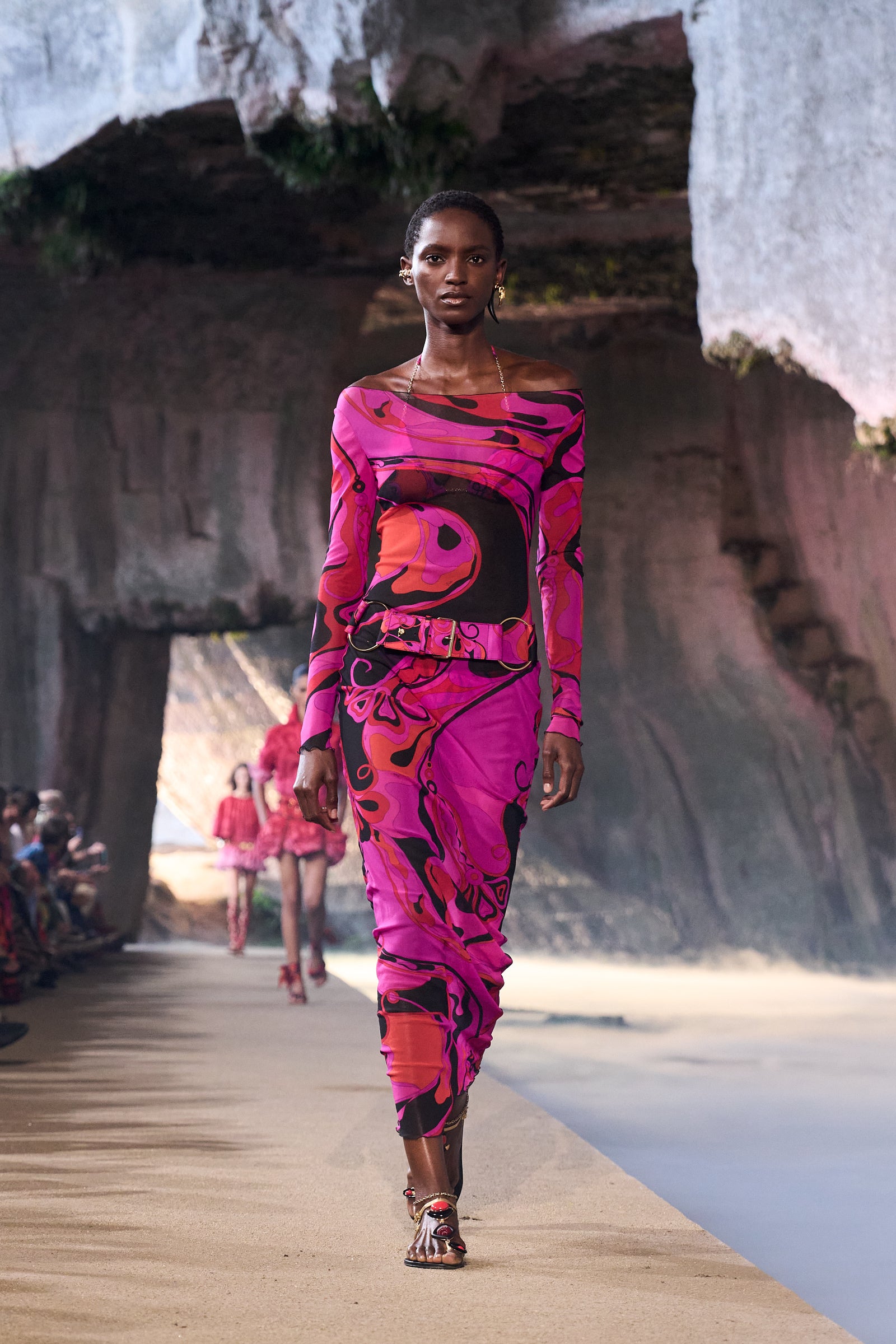 Emilio Pucci Orchidee ceinture cuir fuchsia OS
