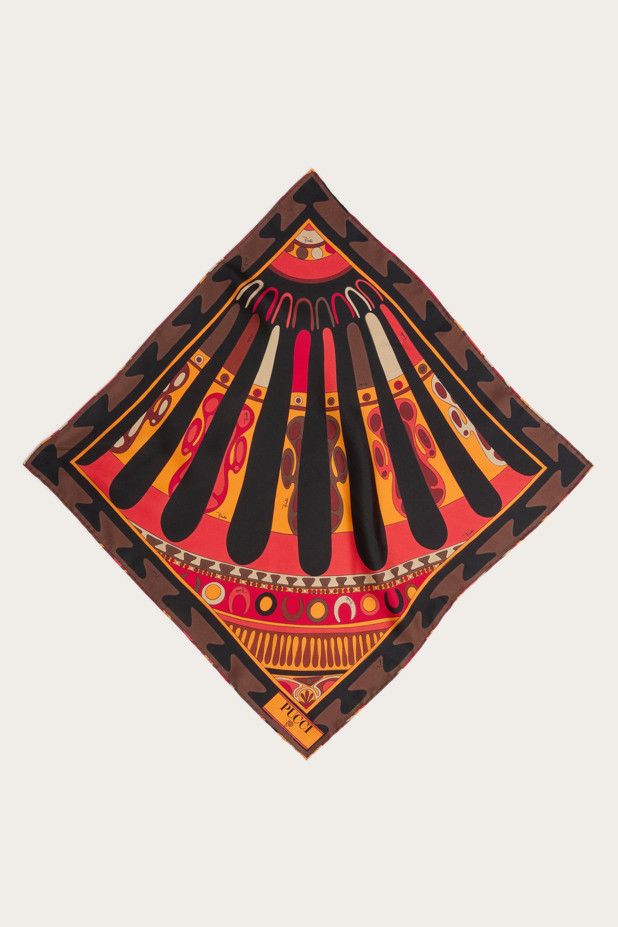 Emilio Pucci Silks Carré Piccolo Soleil carré orange noir 52x52