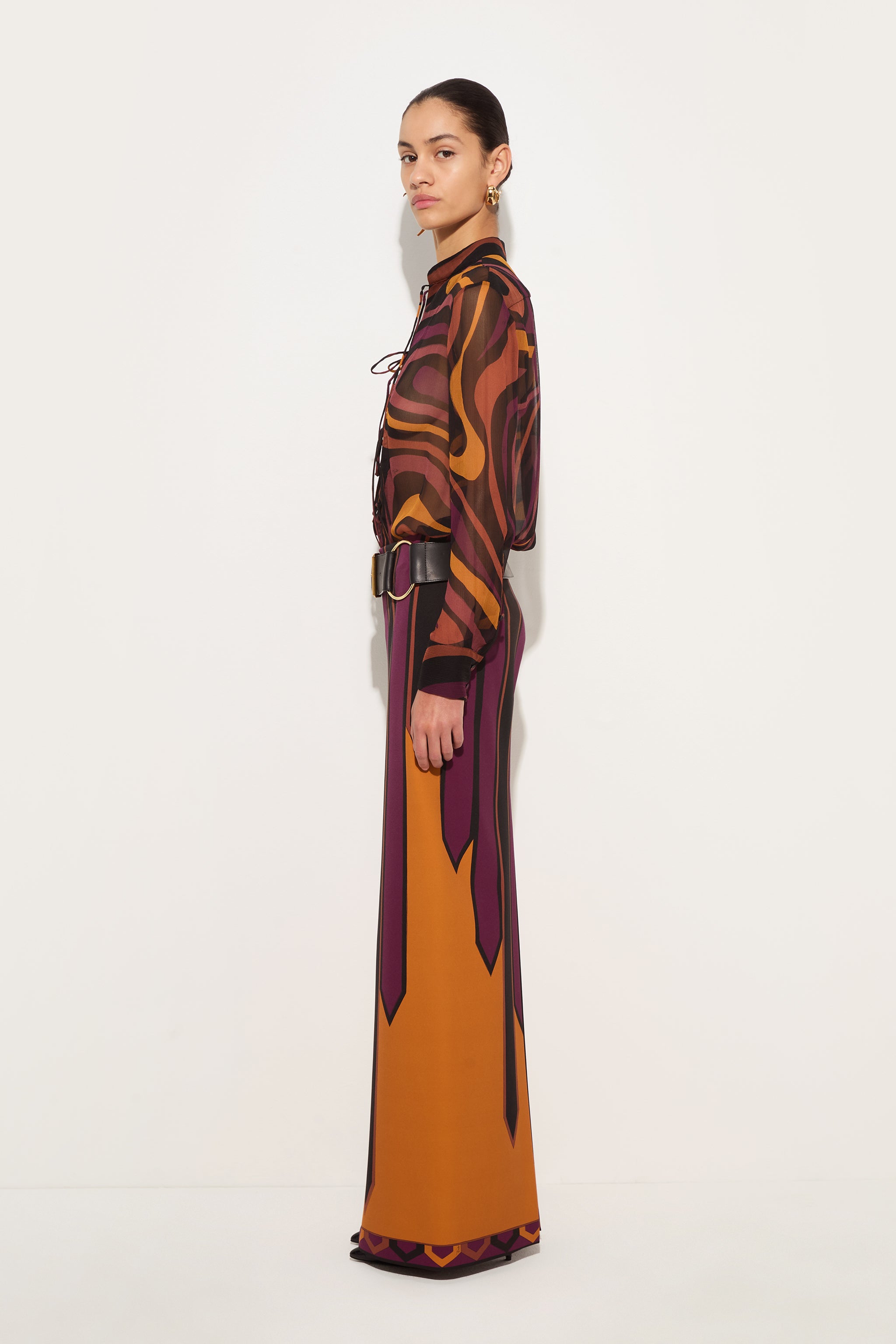 Emilio Pucci Nastri 6URW106U898067 jupe bordeaux gold