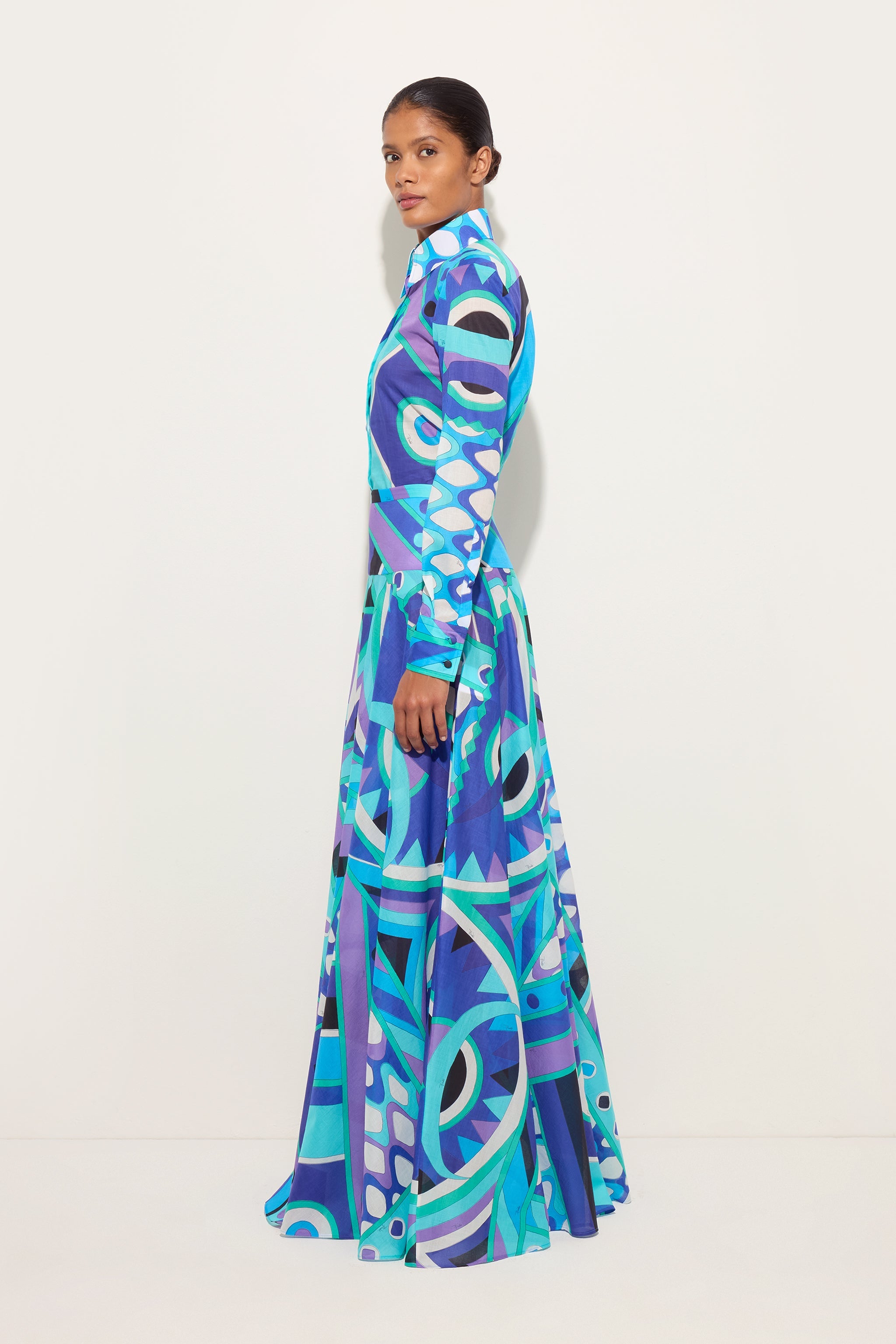 Emilio Pucci Vivara jupe coton turquoise bleu