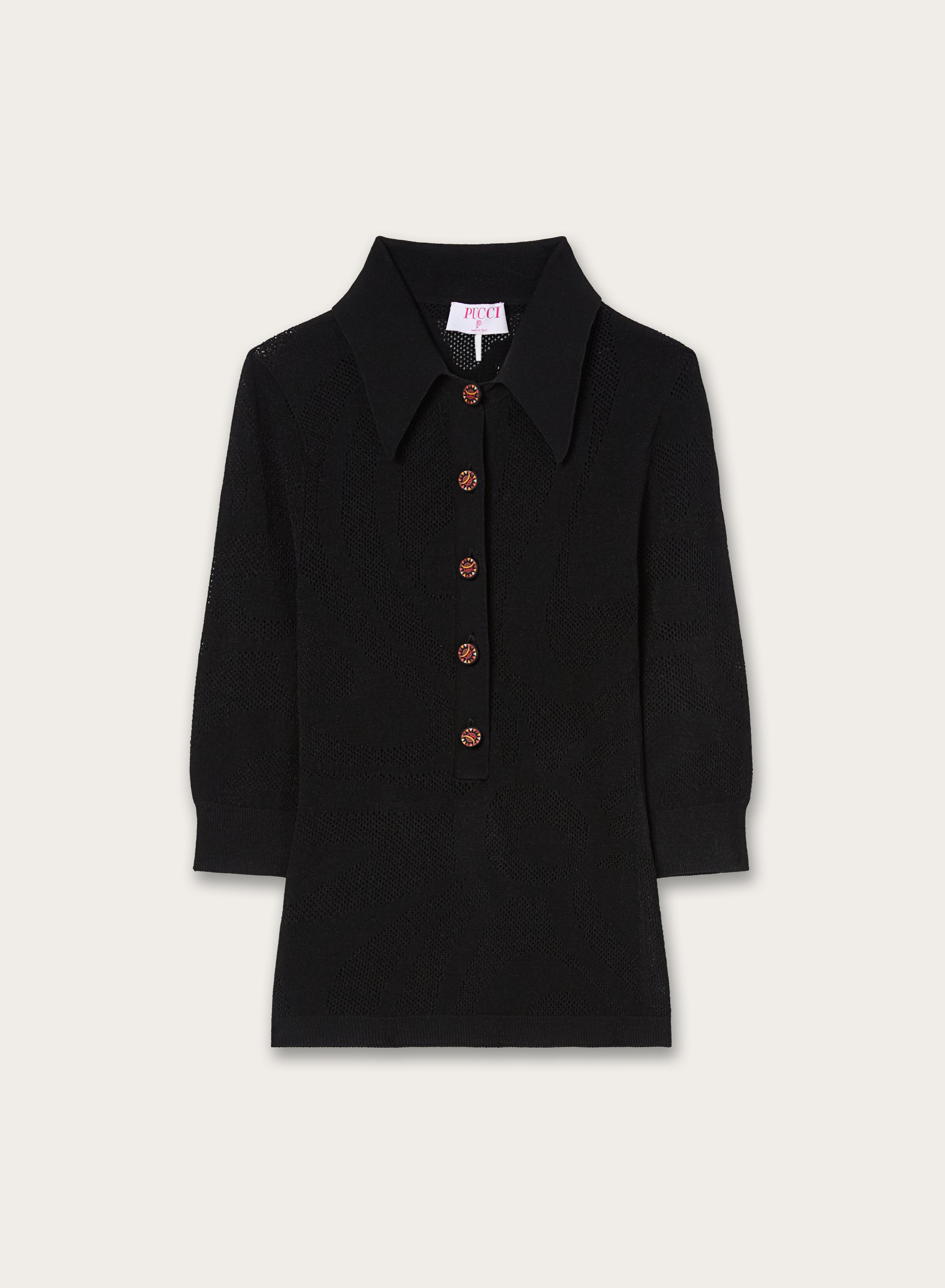 Emilio Pucci Polo Sans Coutures Jacquard Noir Marmo