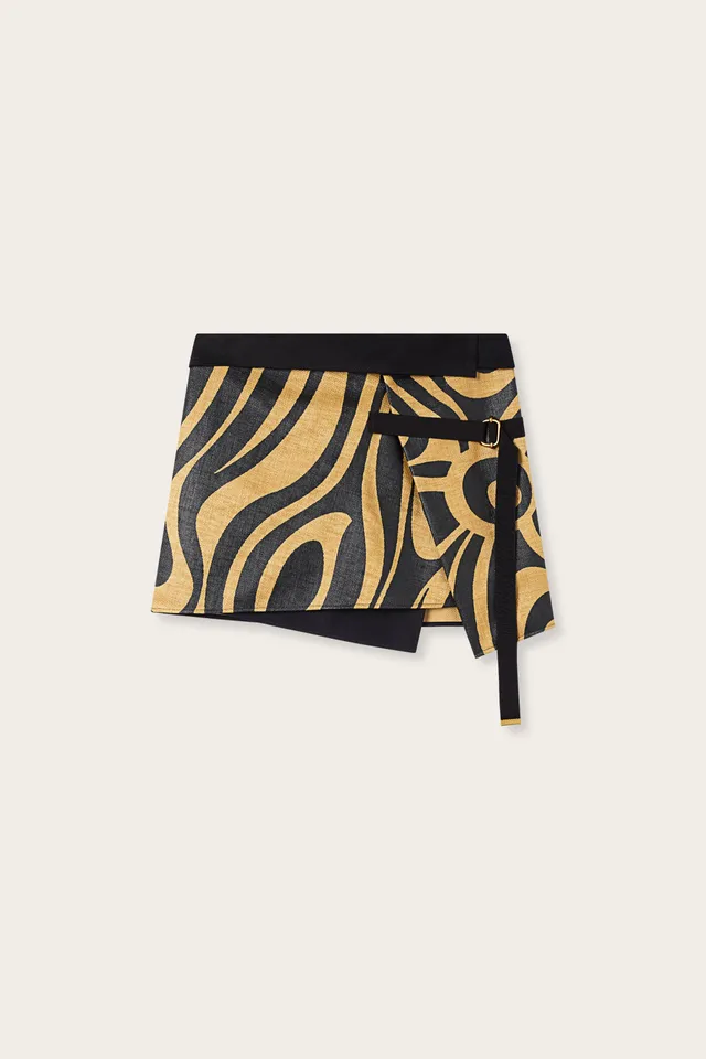 Emilio Pucci Skirts jupe portefeuille jacquard beige noir