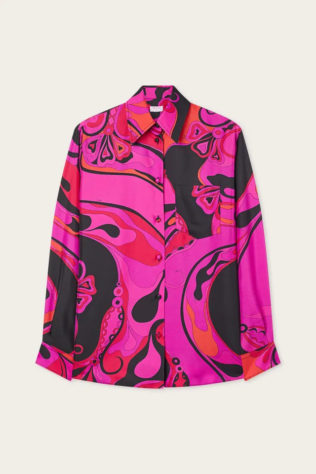 Emilio Pucci Orchidee chemise soie fuchsia/noir