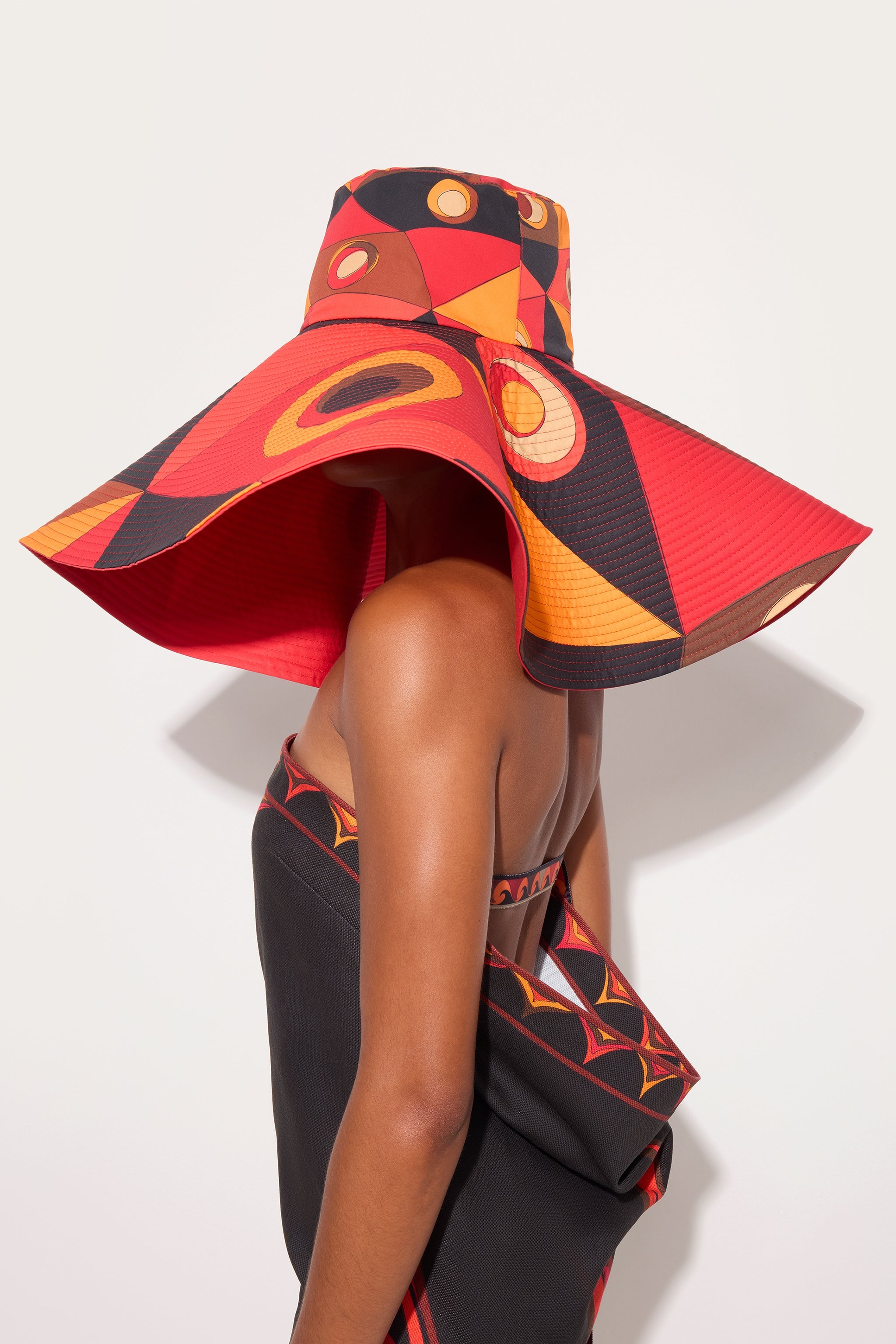 Emilio Pucci Occhi chapeau réversible orange noir
