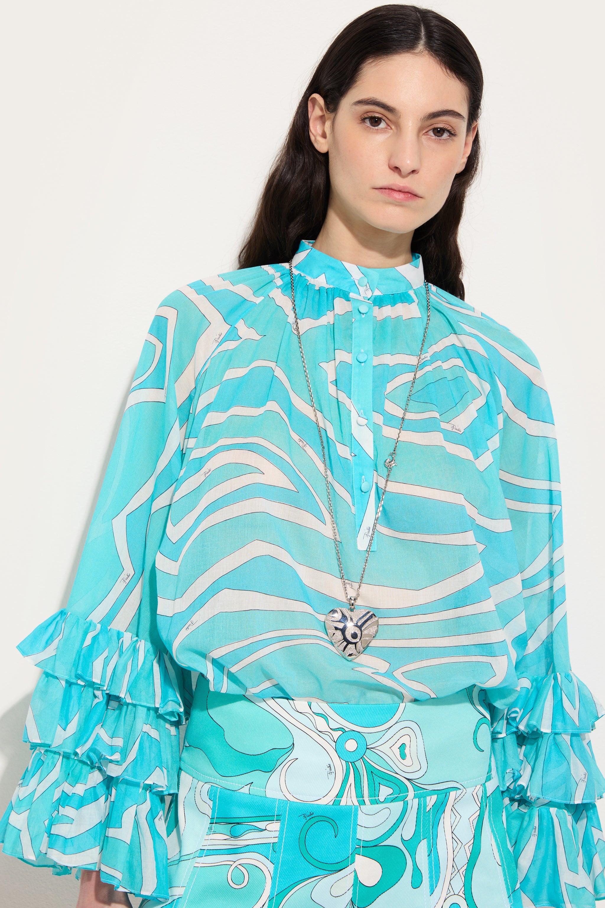 Emilio Pucci Collier coeur miroir palladium