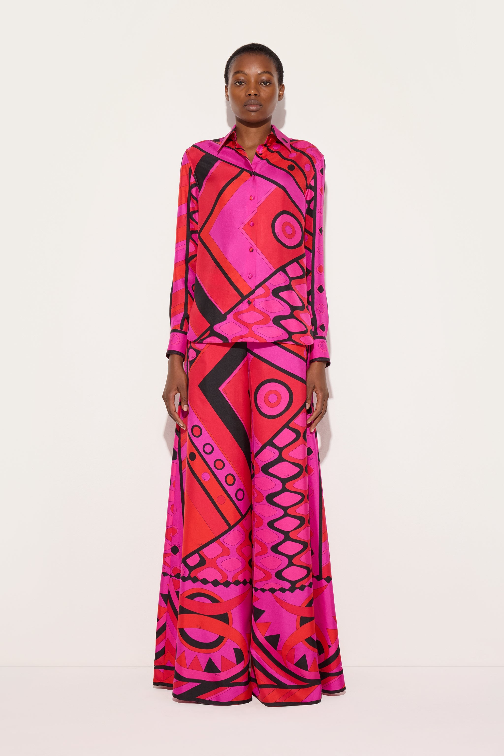 Emilio Pucci PANTS pantalon palazzo soie fuchsia 38