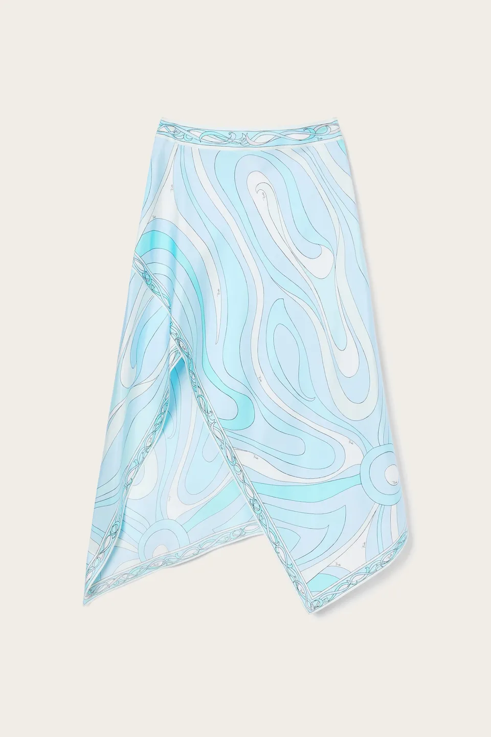 Emilio Pucci Jupe Asymétrique Marmo Aqua 38 Soie