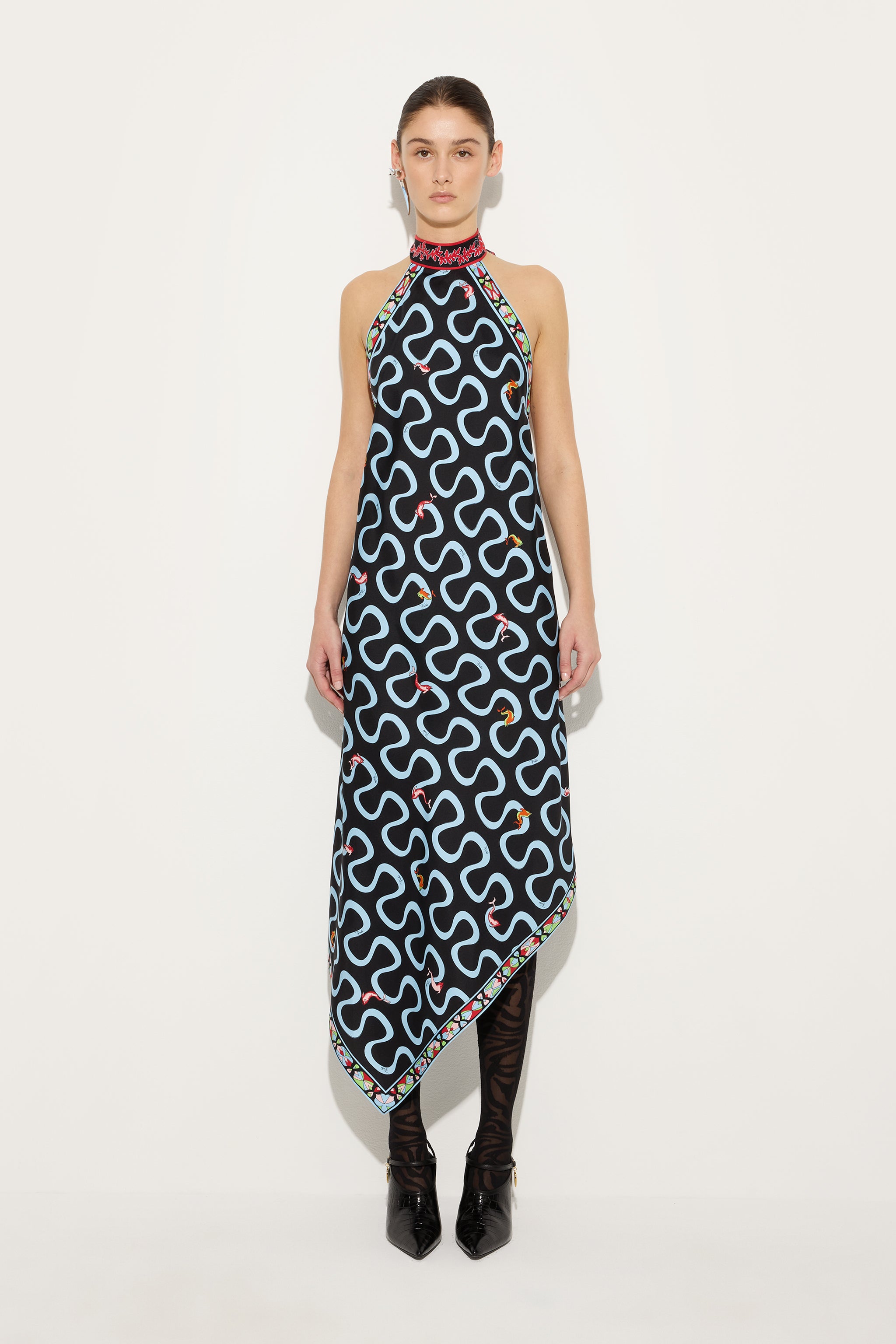 Emilio Pucci Onda robe soie rouge bleu 36 fluide