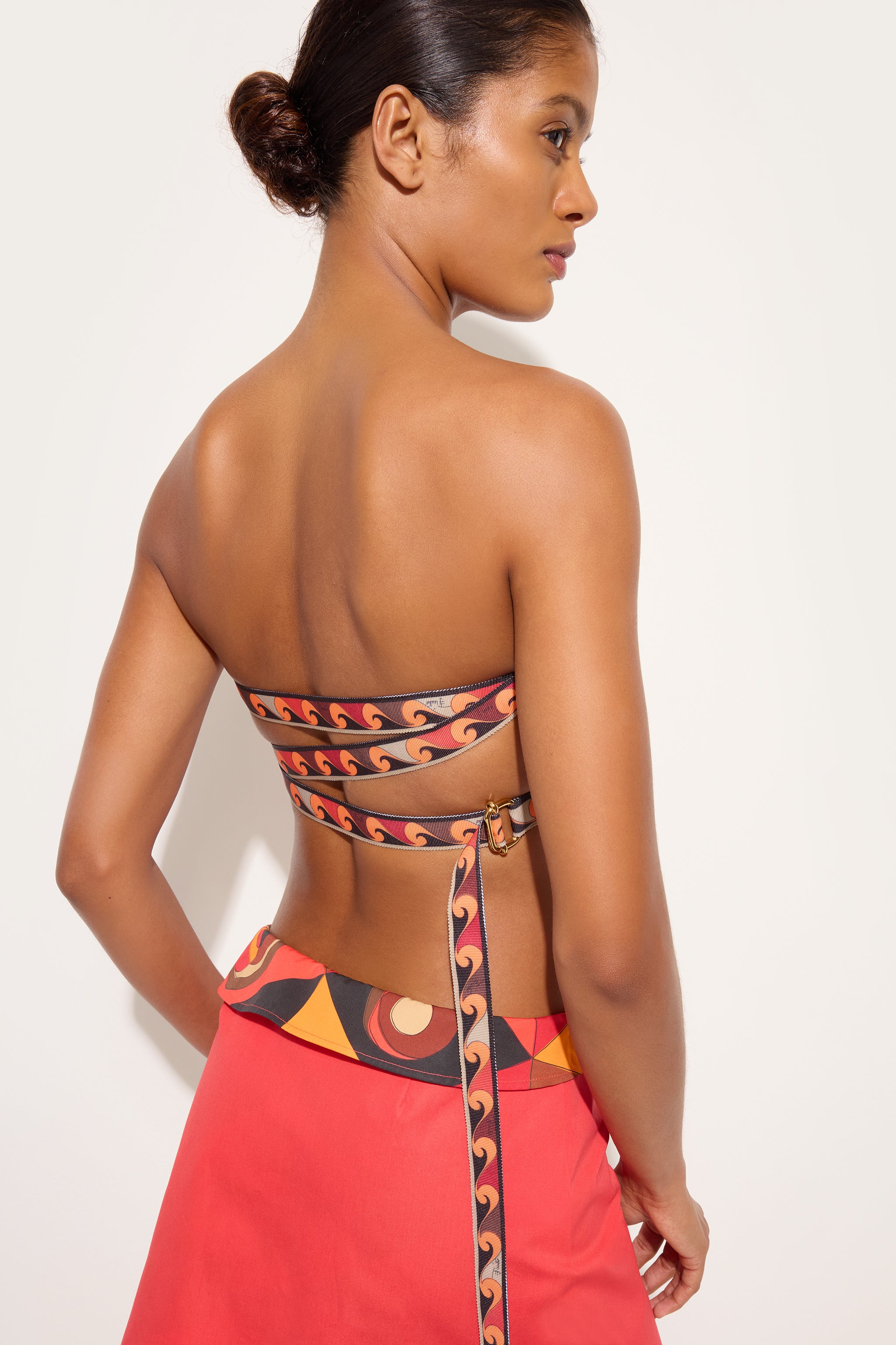 Emilio Pucci Kwango top bandeau coton orange noir