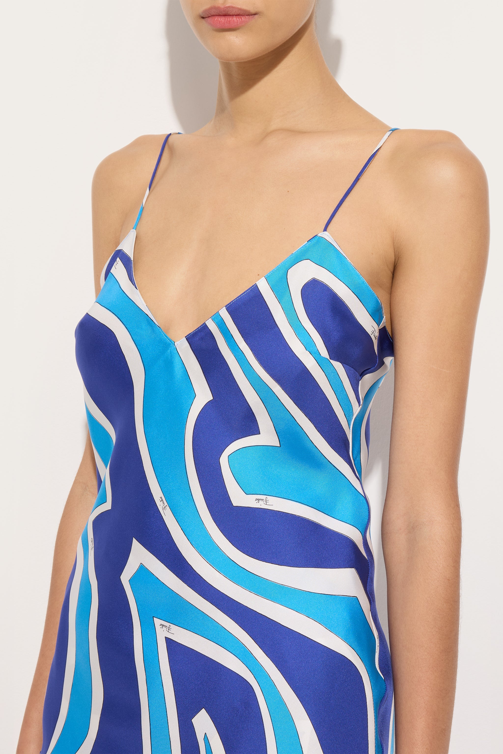 Emilio Pucci Labirinto top soie turquoise femme