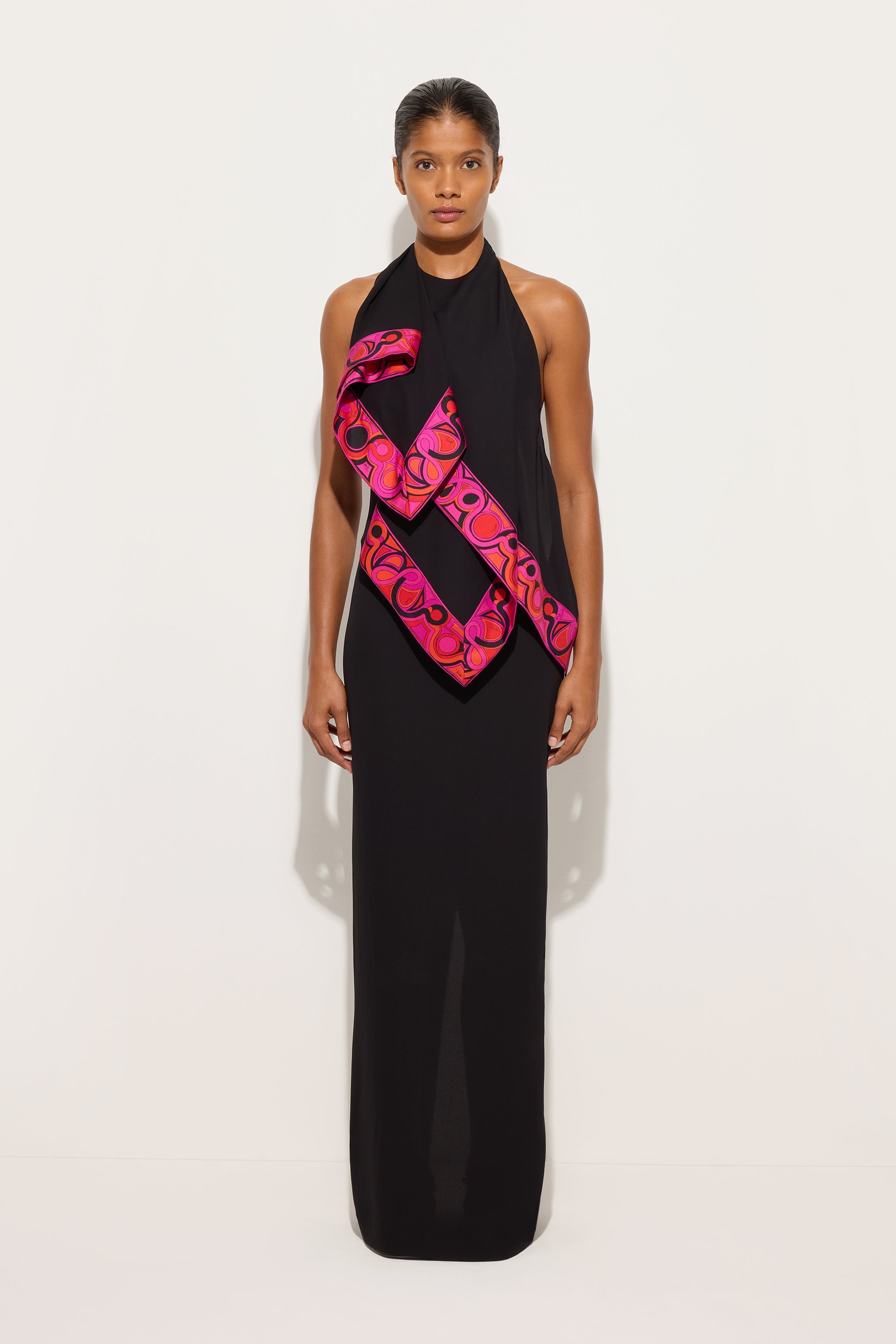 Emilio Pucci robe longue noire volants viscose
