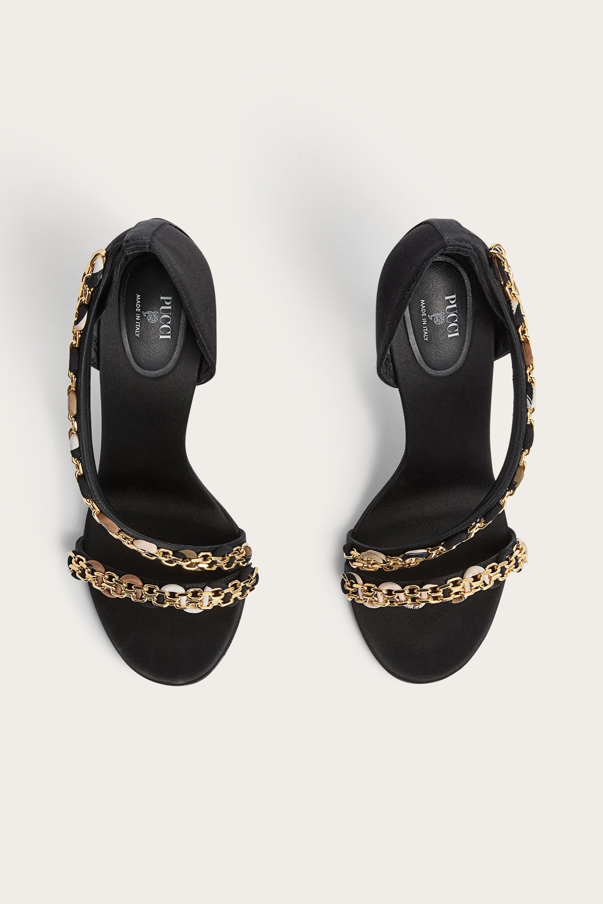 Emilio Pucci Emilio sandales satin noir marron