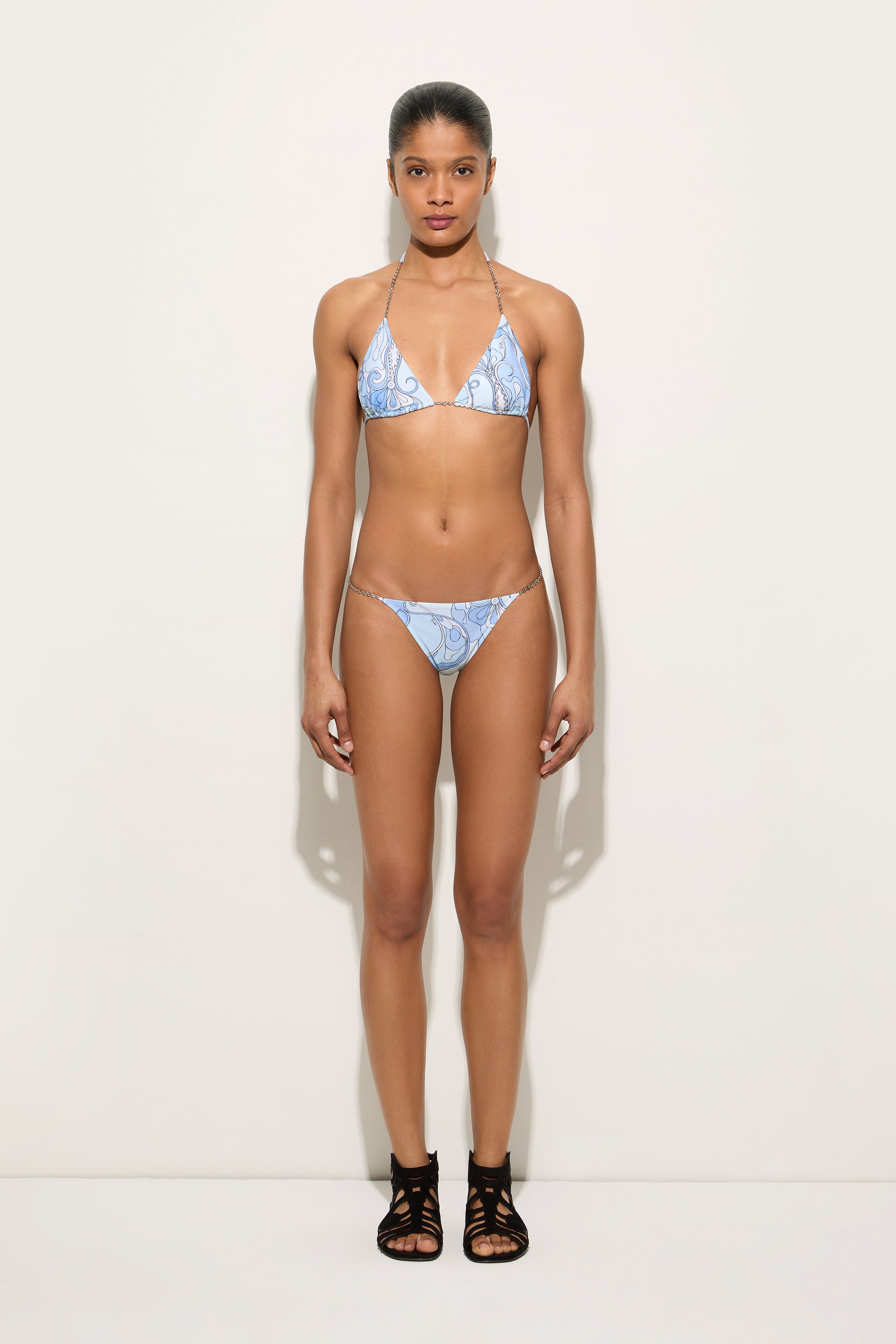 Emilio Pucci Slip Bikini Orchidee bas bleu clair lycra
