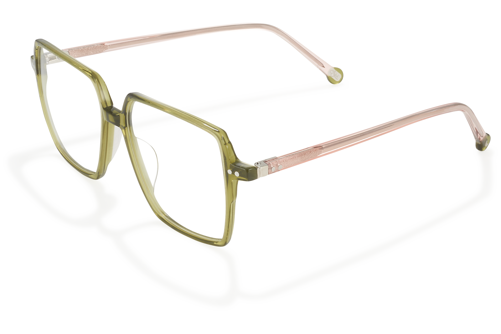 Clémence & Margaux La Nude lunettes de vue Nude & Vert carré