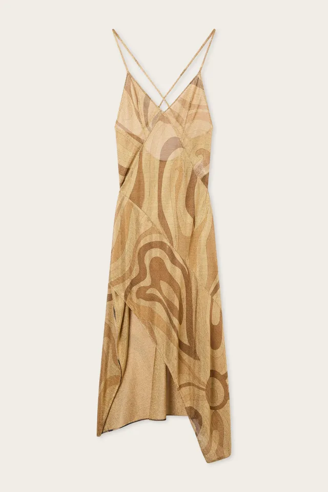 Emilio Pucci Robe Lamé Or 38 Imprimé Marmo
