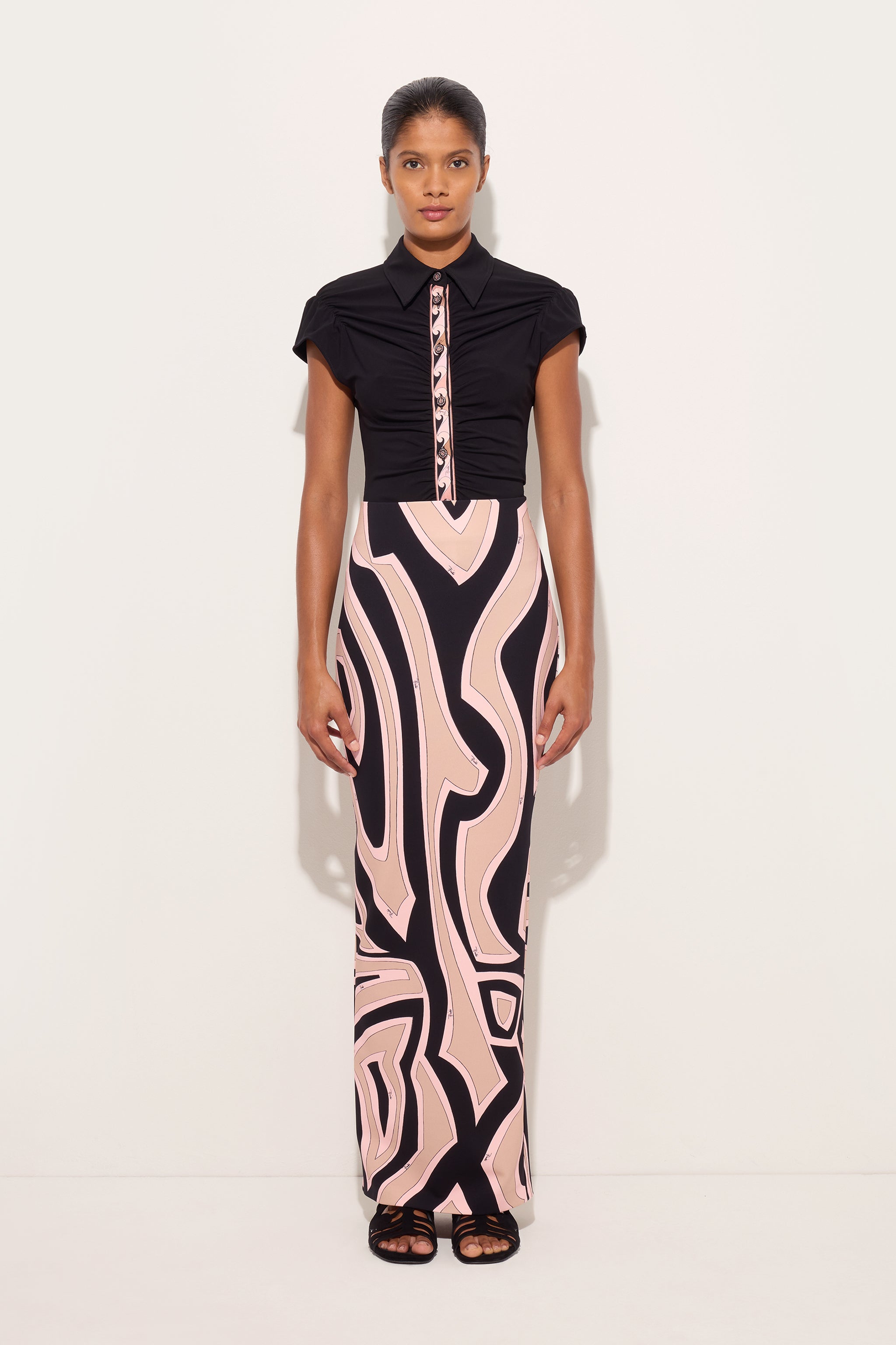 Emilio Pucci blouse noir viscose drapée 38