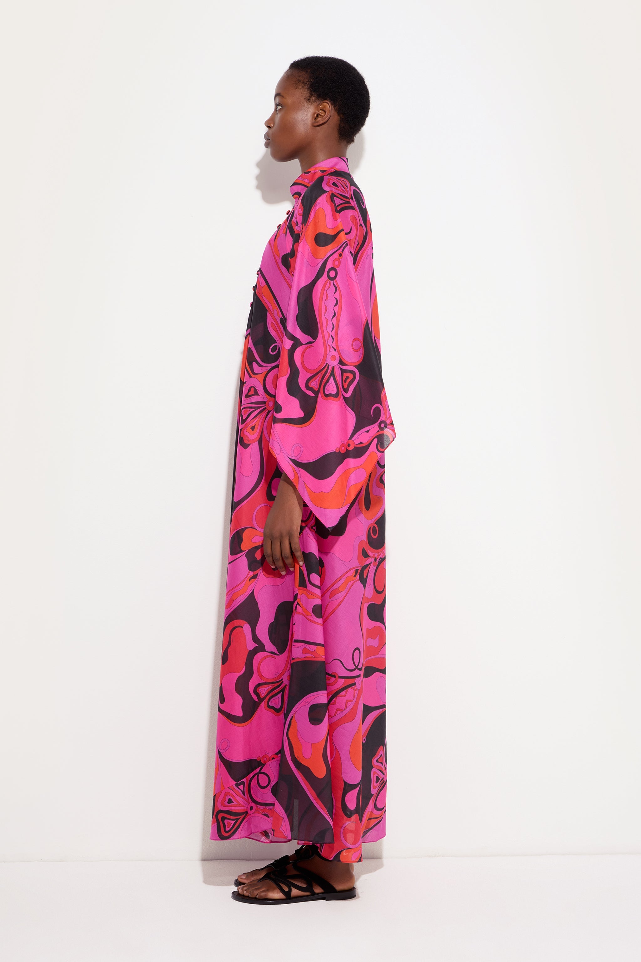 Emilio Pucci Orchidee caftan fuchsia noir 38