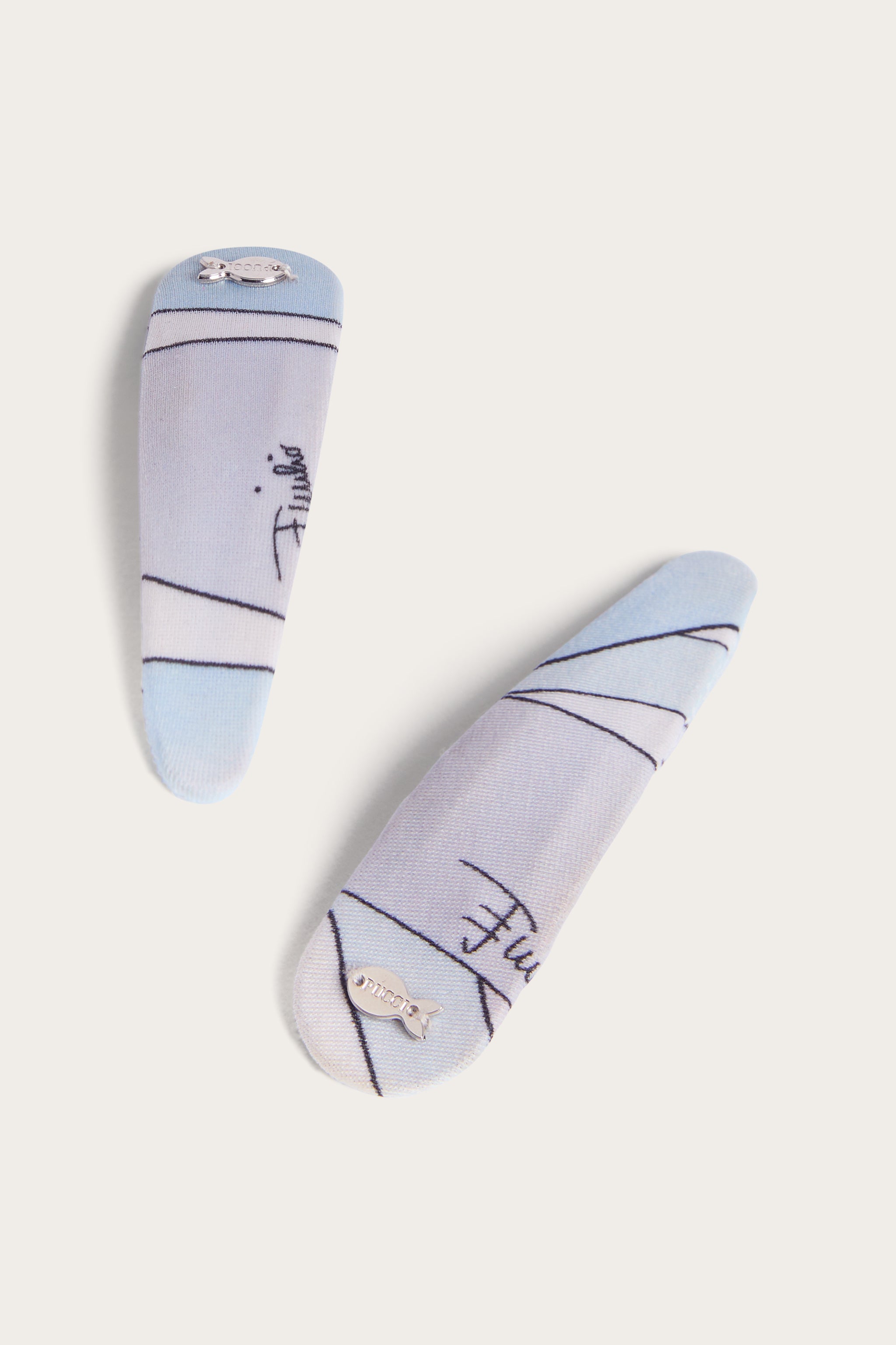 Emilio Pucci Marmo set 2 barrettes bleu clair