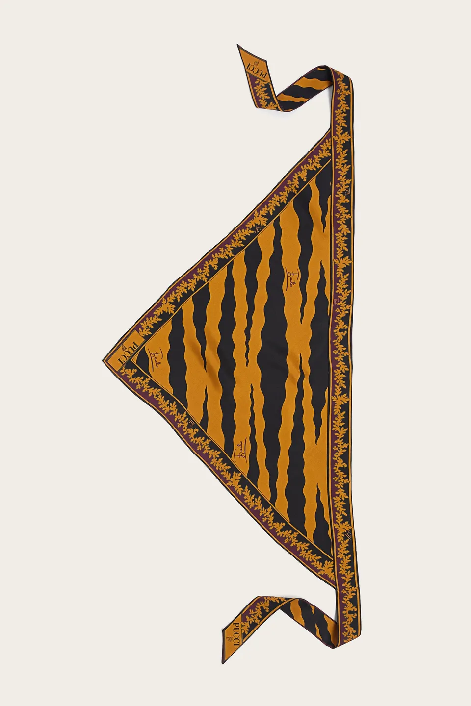 Emilio Pucci SILKS foulard Fiamme soie noir or