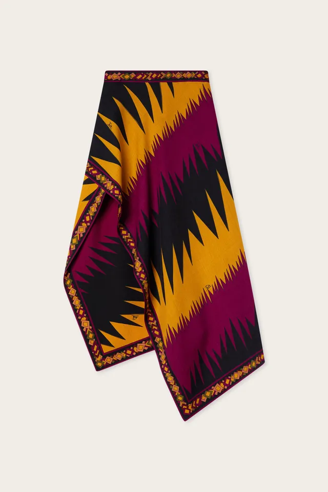 Emilio Pucci Drago jupe longue bordeaux or twill de laine