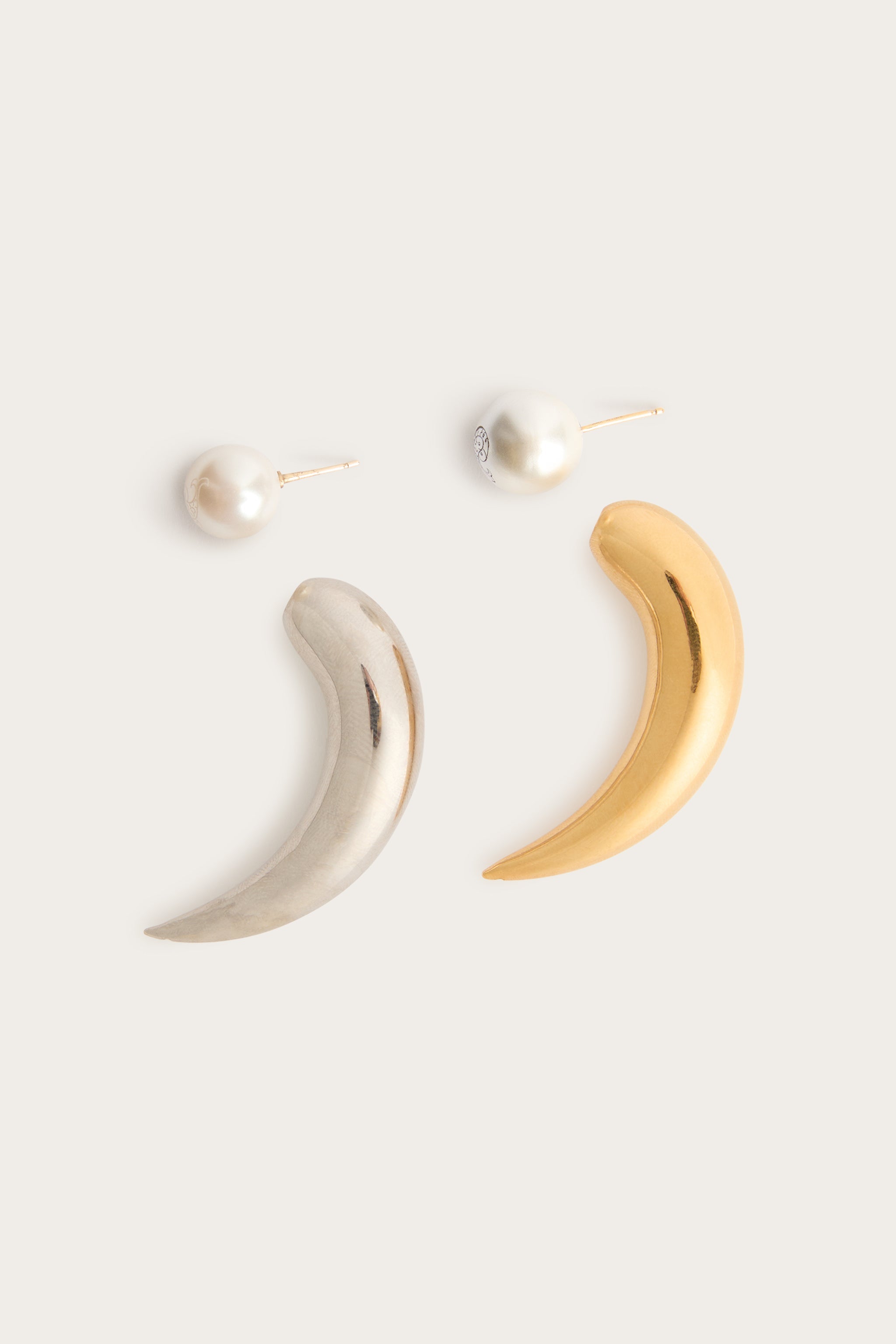 Emilio Pucci Corno boucles d'oreilles or perle
