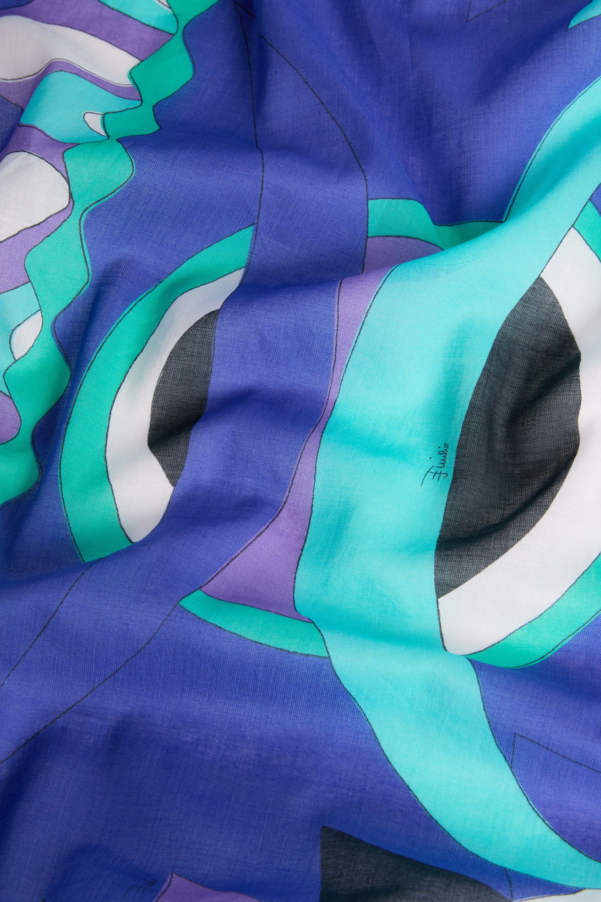 Emilio Pucci Sarong paréo Vivara turquoise bleu coton