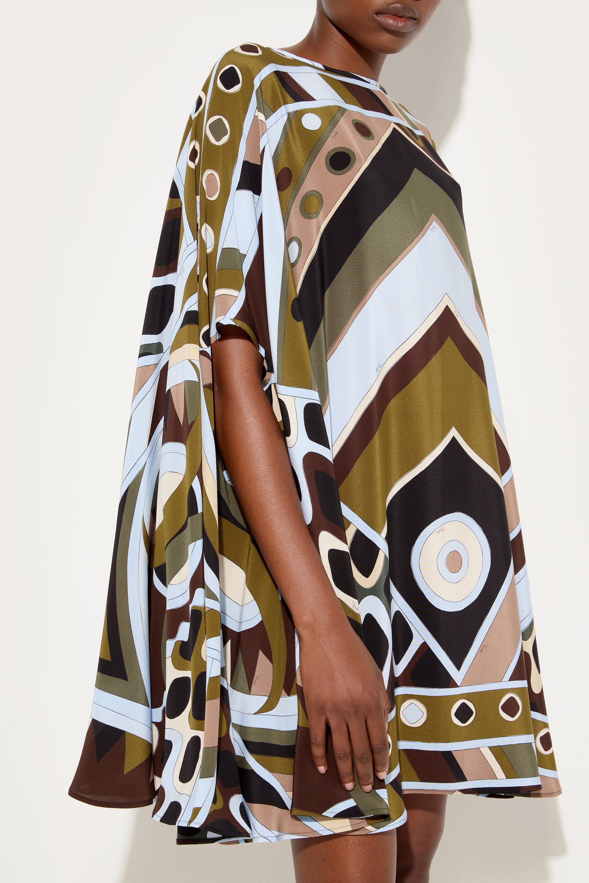 Emilio Pucci Kaftans caftan soie Vivara kaki bleu