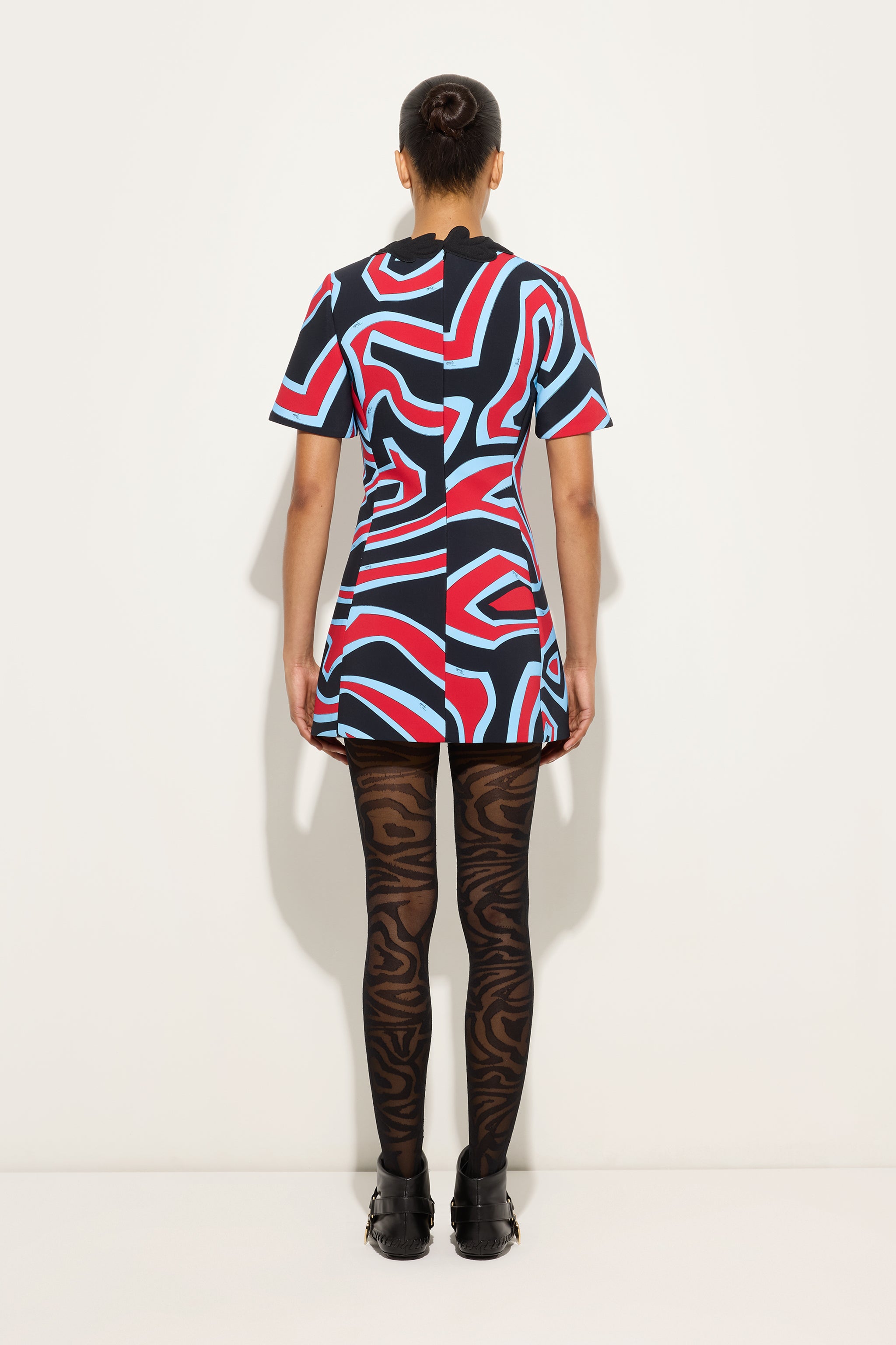 Emilio Pucci Labirinto robe courte rouge bleu 38 cady