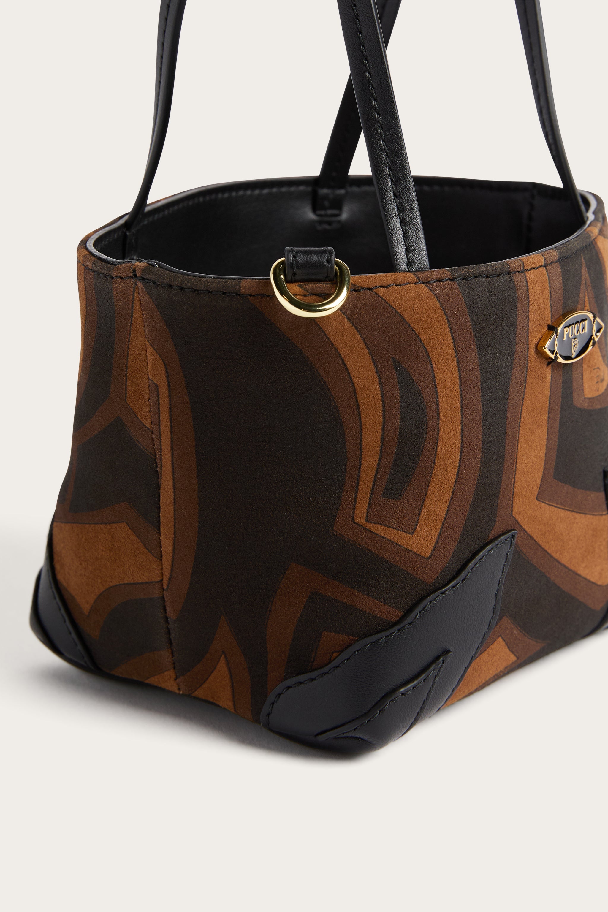Emilio Pucci Palio mini tote noir or suède labyrinthe
