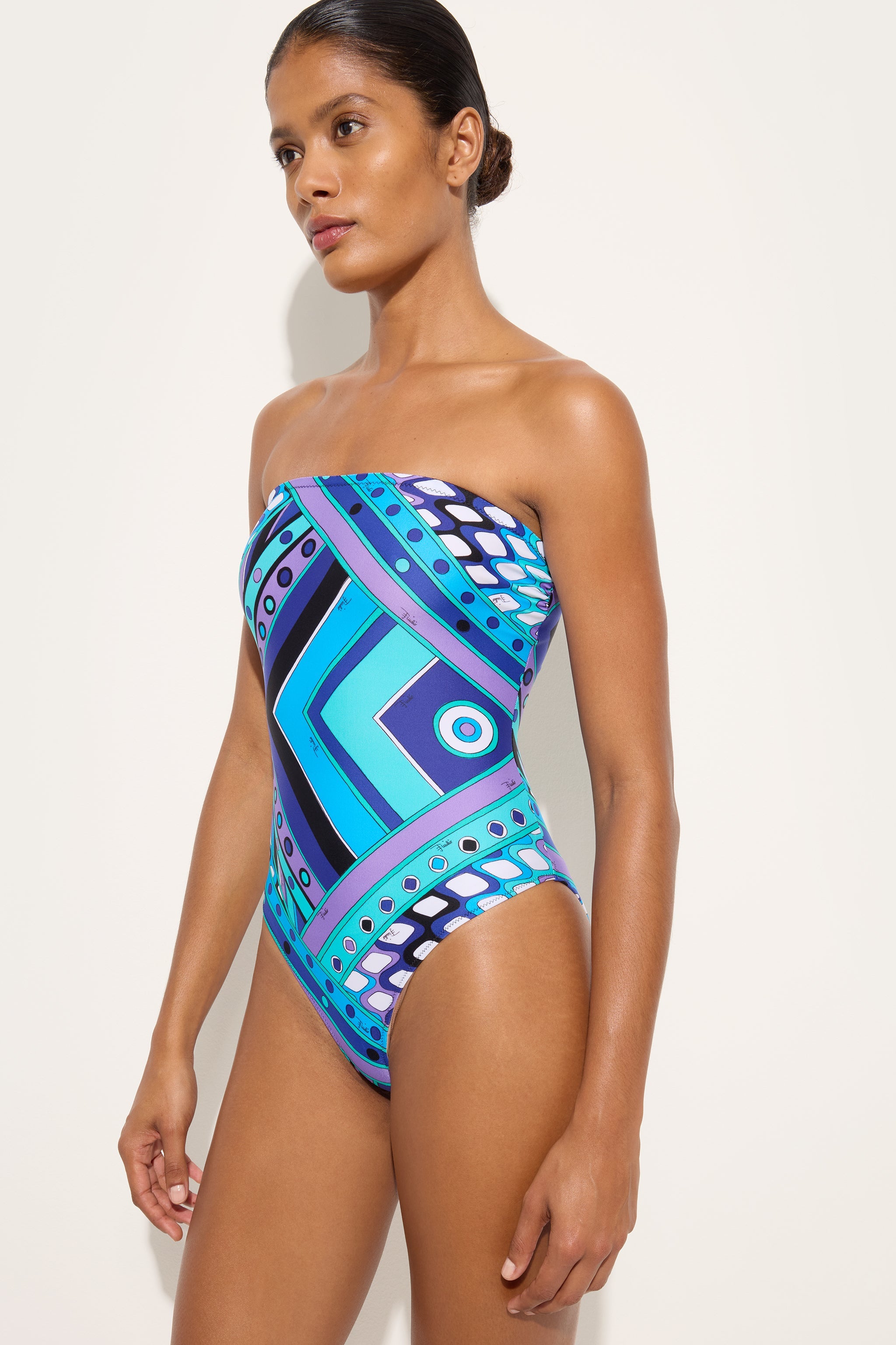 Emilio Pucci Vivara Maillot 1 Pièce Turquoise Lycra Femme