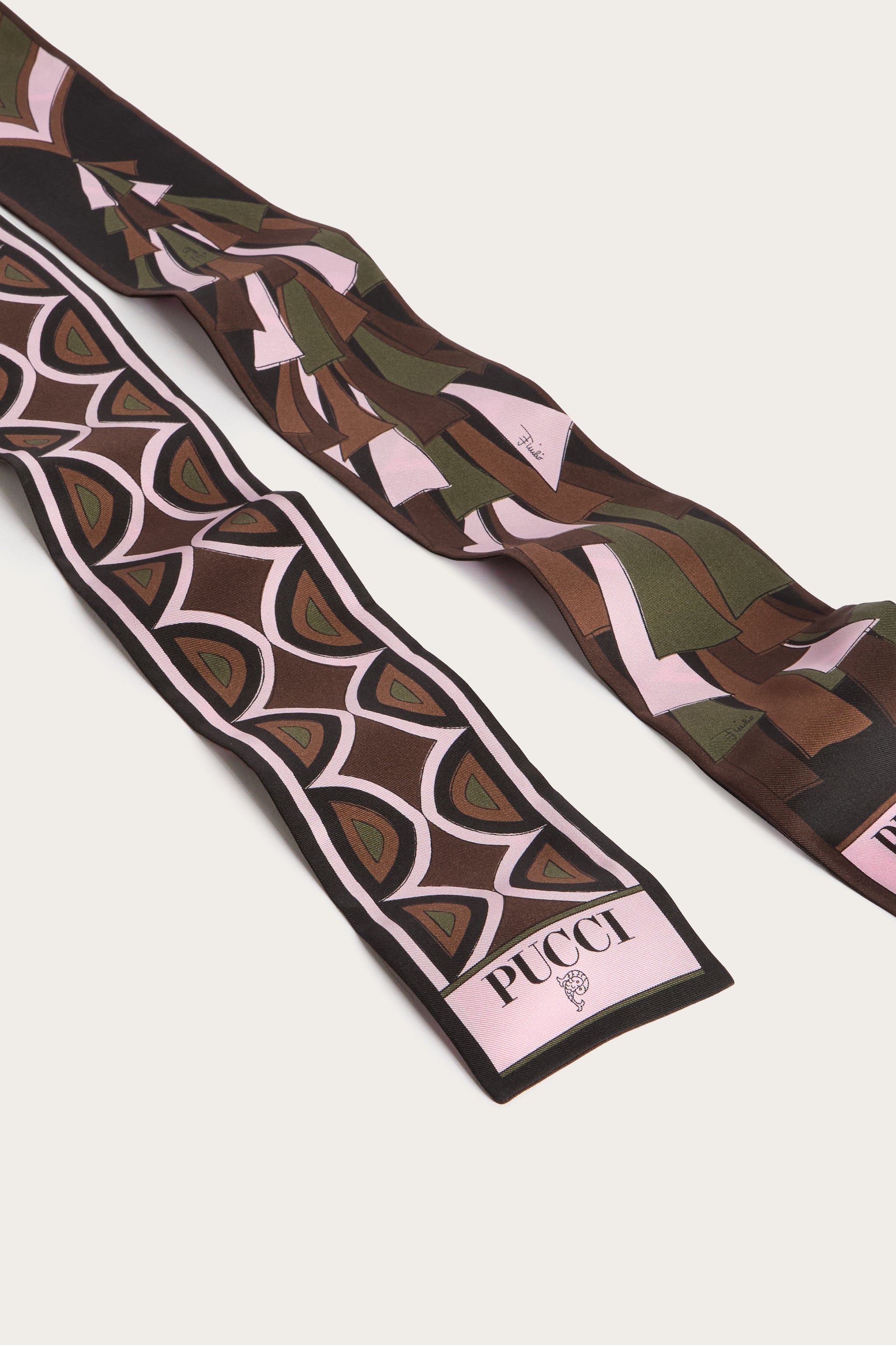 Emilio Pucci Bandeau 6UGB306UC071 foulard soie kaki rose