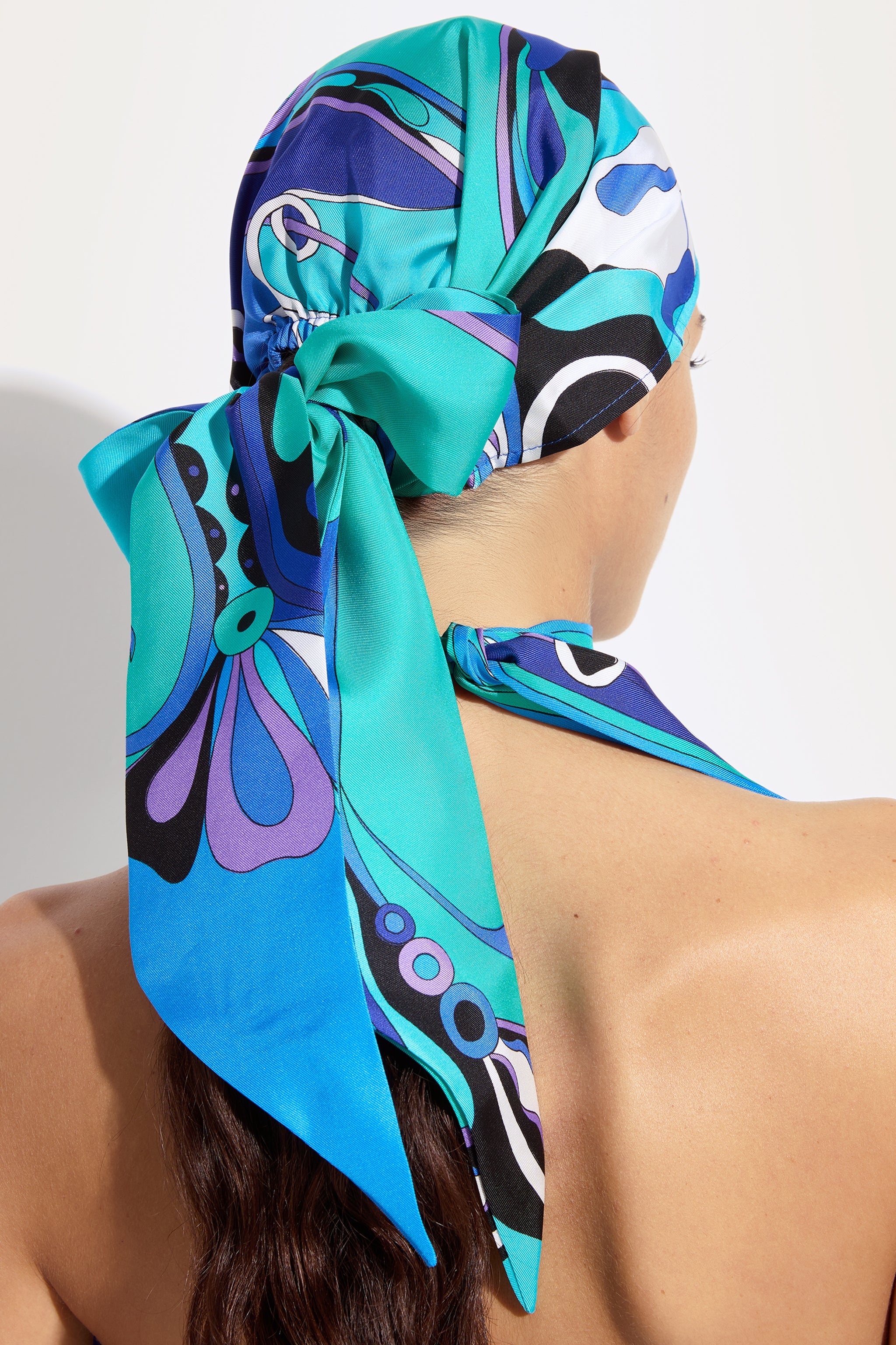 Emilio Pucci Chapeau Bandana Soie Turquoise/Blue OS