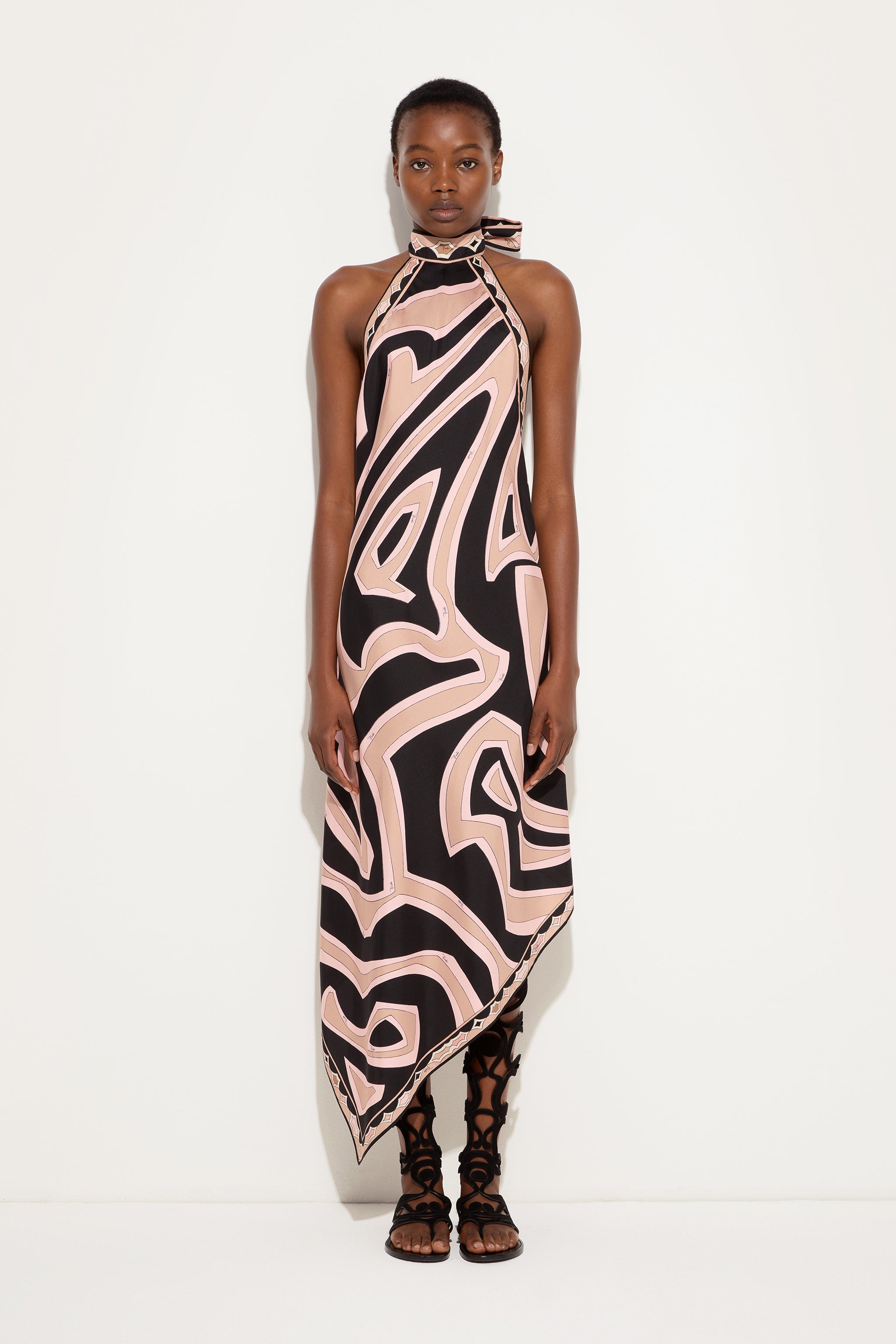 Emilio Pucci Robe Labirinto robe soie nude col américain
