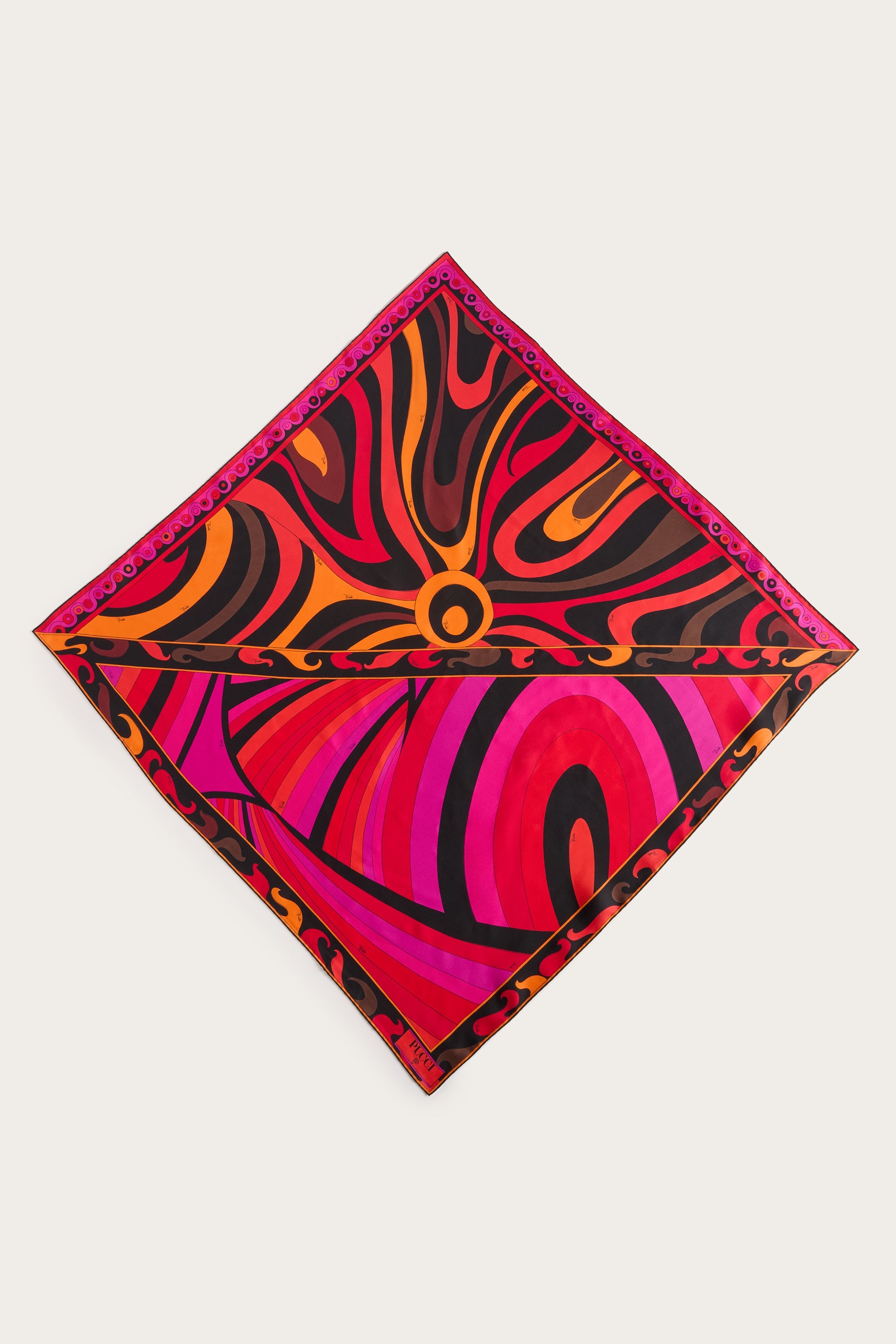Emilio Pucci Iride Marmo carré soie fuchsia orange 90