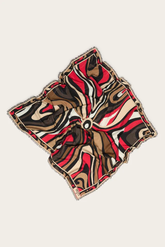Emilio Pucci Silks pashmina soie noire or 120x120