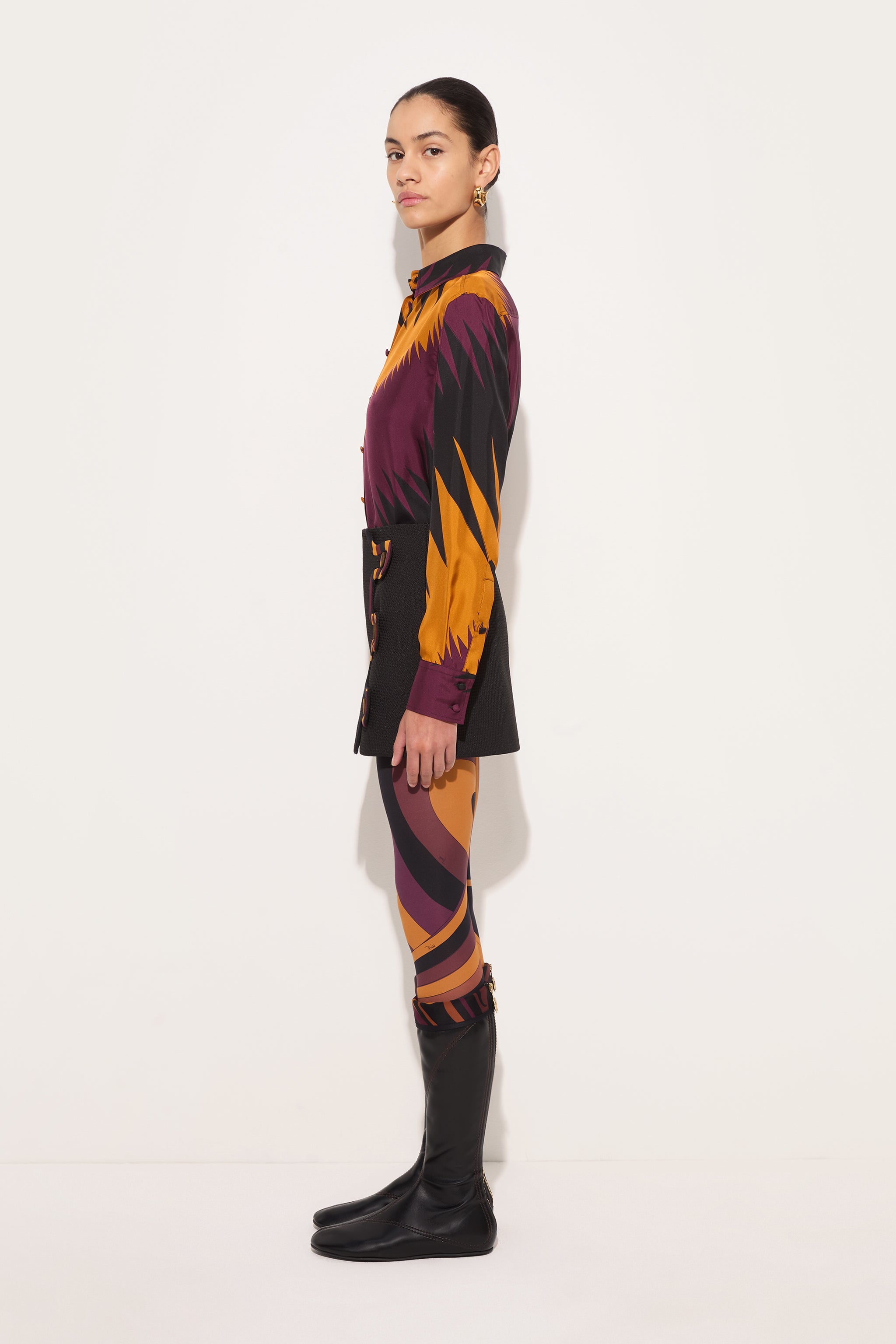 Emilio Pucci Drago chemise soie bordeaux or 38