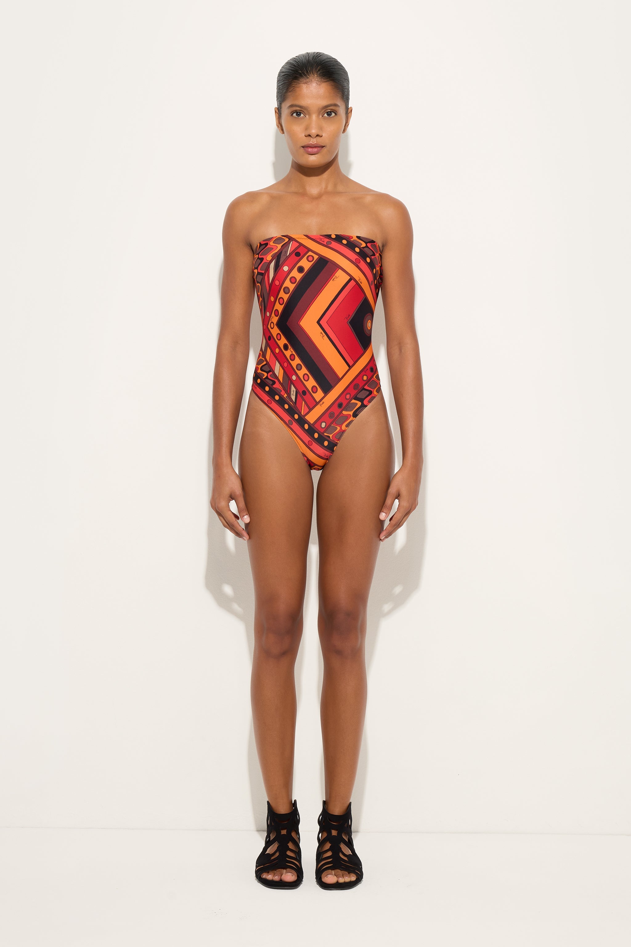 Emilio Pucci Vivara Maillot 1 Pièce Orange Noir
