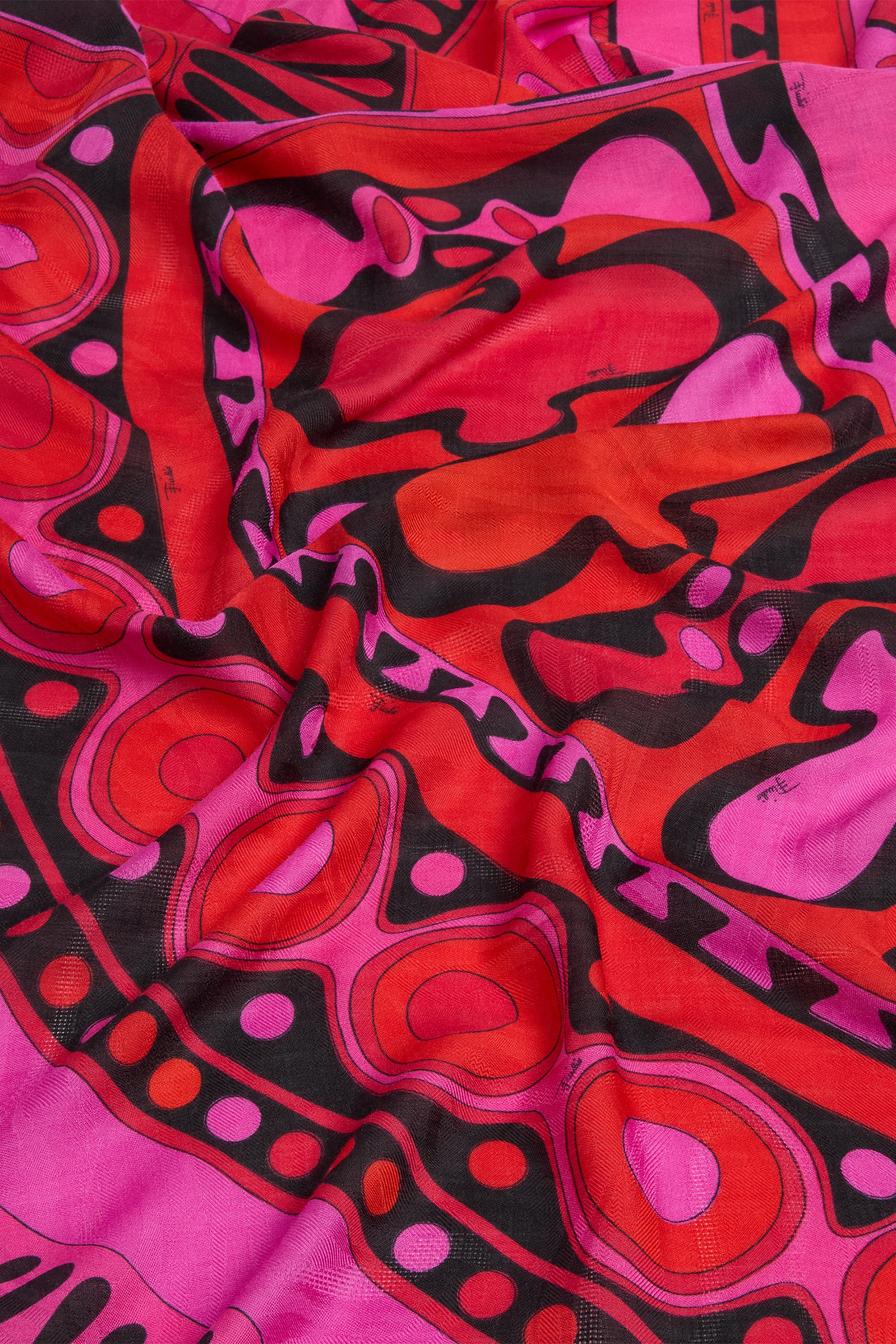 Emilio Pucci Silks 6HGB706HC252 pashmina laine soie fuchsia