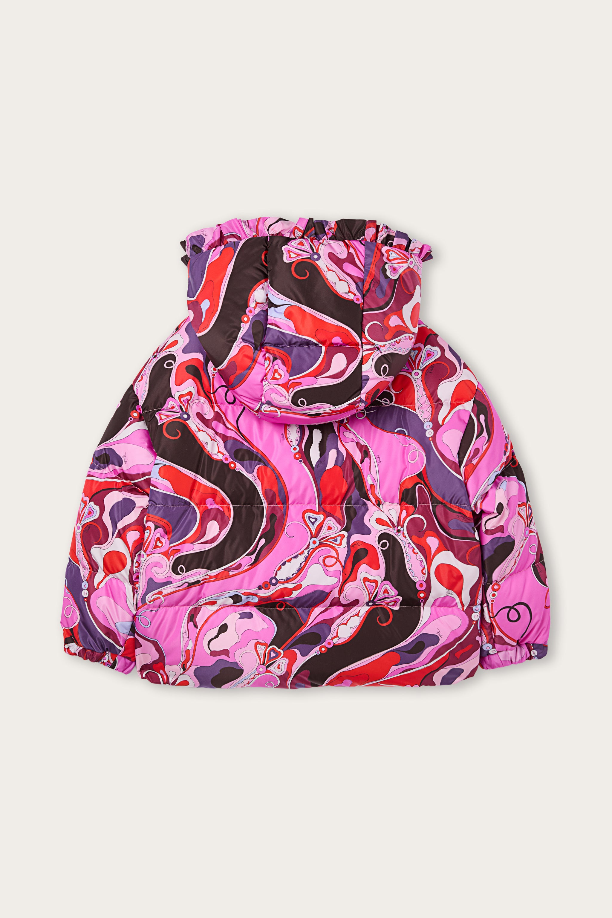 Emilio Pucci Orchidee doudoune enfant fuxia nylon recyclé capuche