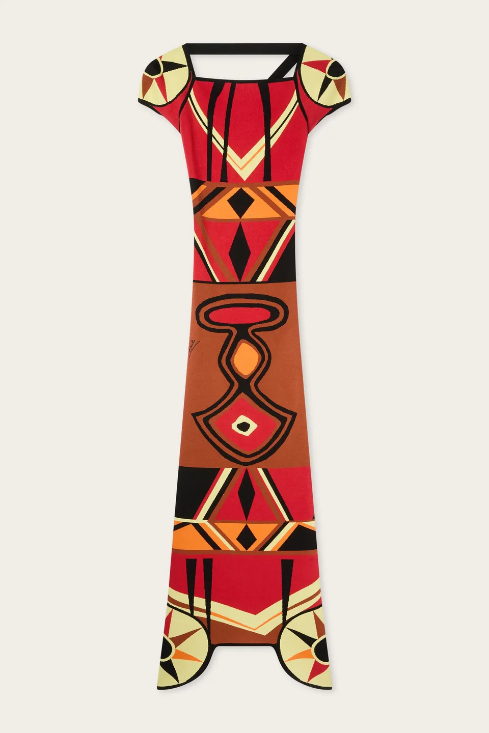 Emilio Pucci Bongo robe longue moulante marron rouge jacquard