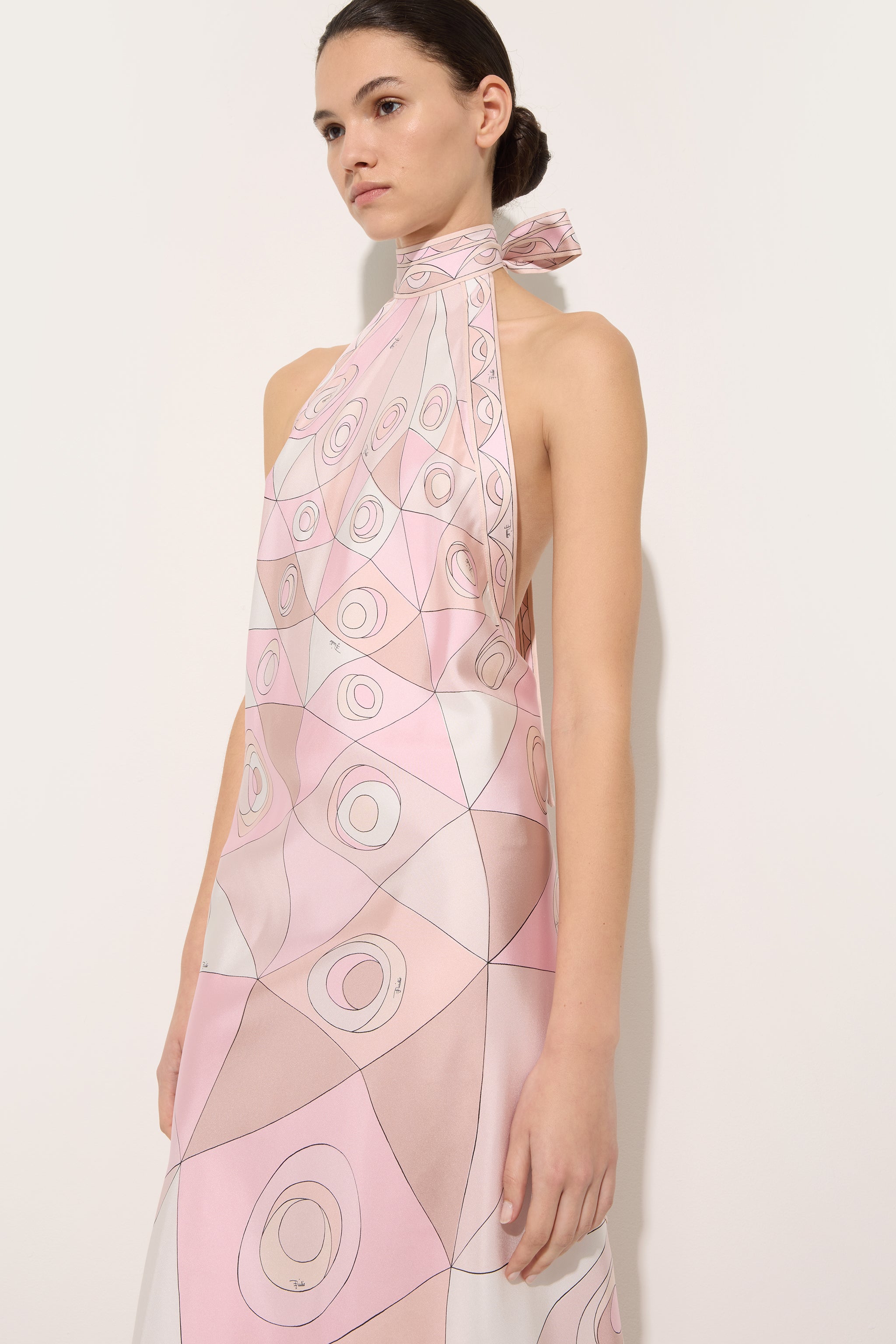 Emilio Pucci Robe Soie Occhi robe longue rose/nude