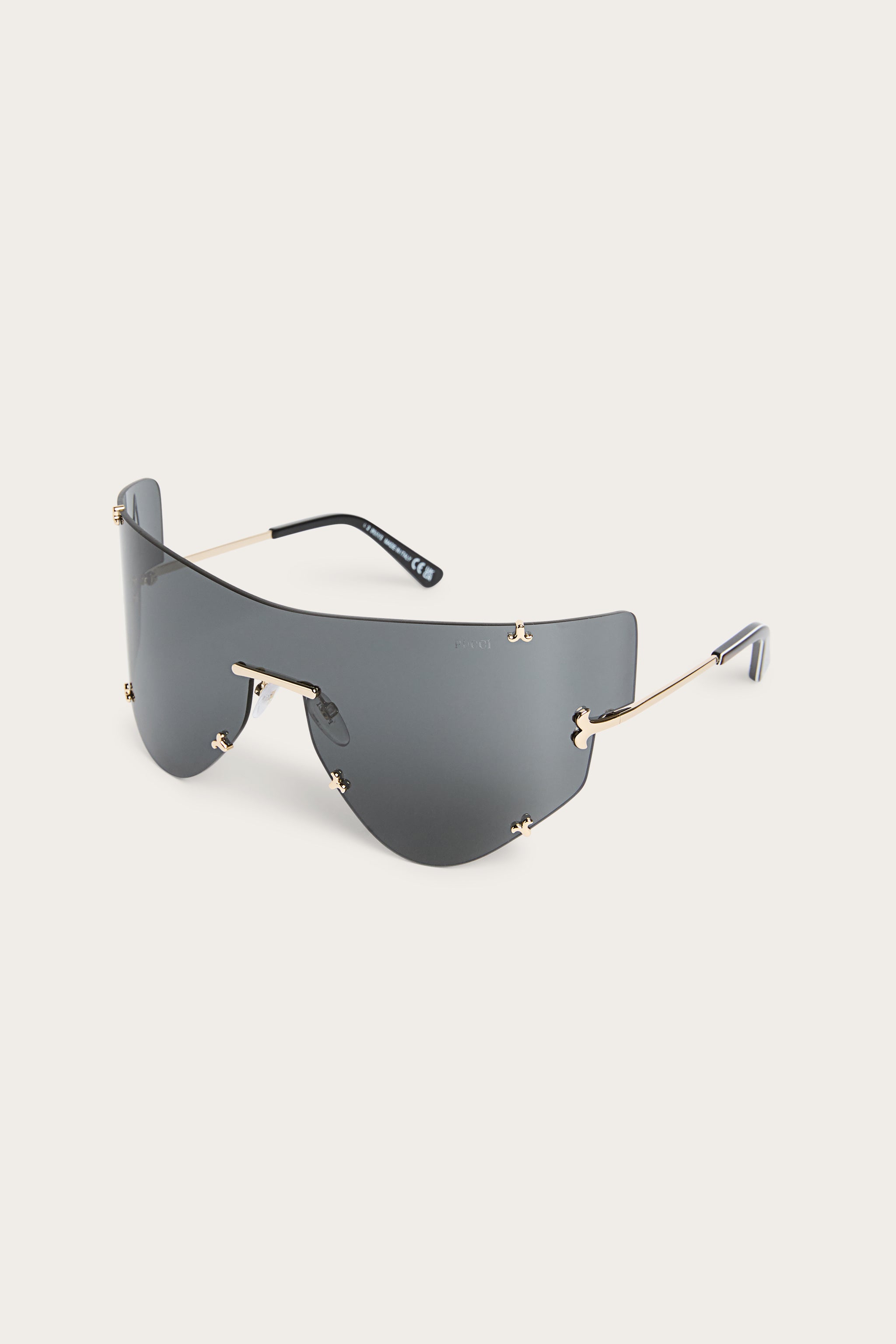 Emilio Pucci lunettes de soleil fishtail gold smoke OS masque