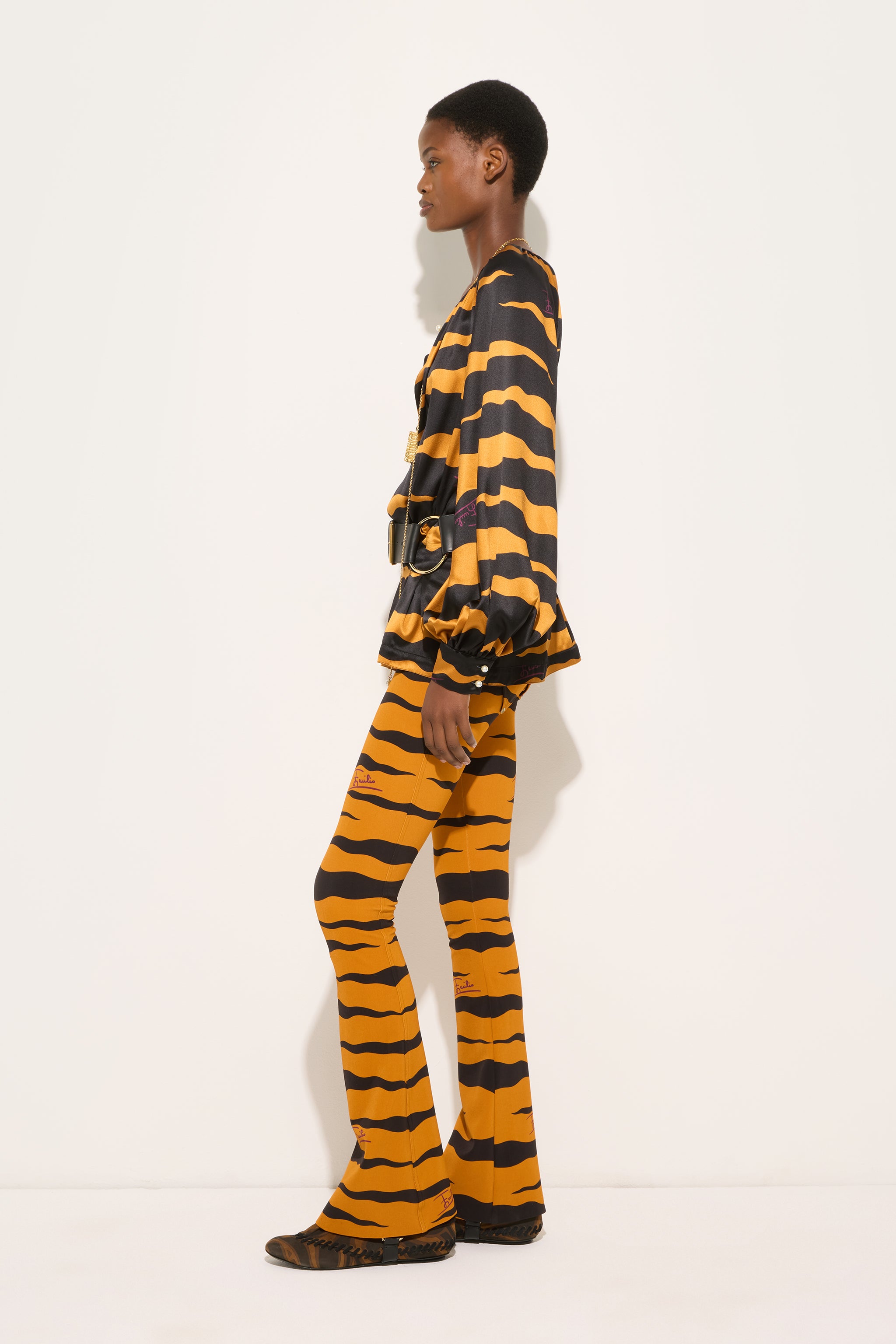 Emilio Pucci Fiamme pantalon bootcut noir or polyamide