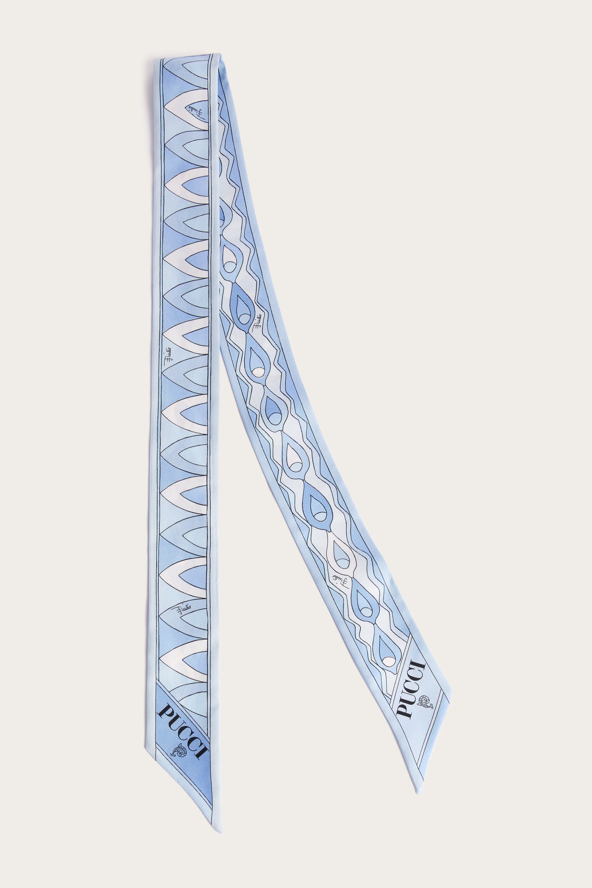 Emilio Pucci Foulard Soie bandeau bleu clair 5x120 cm